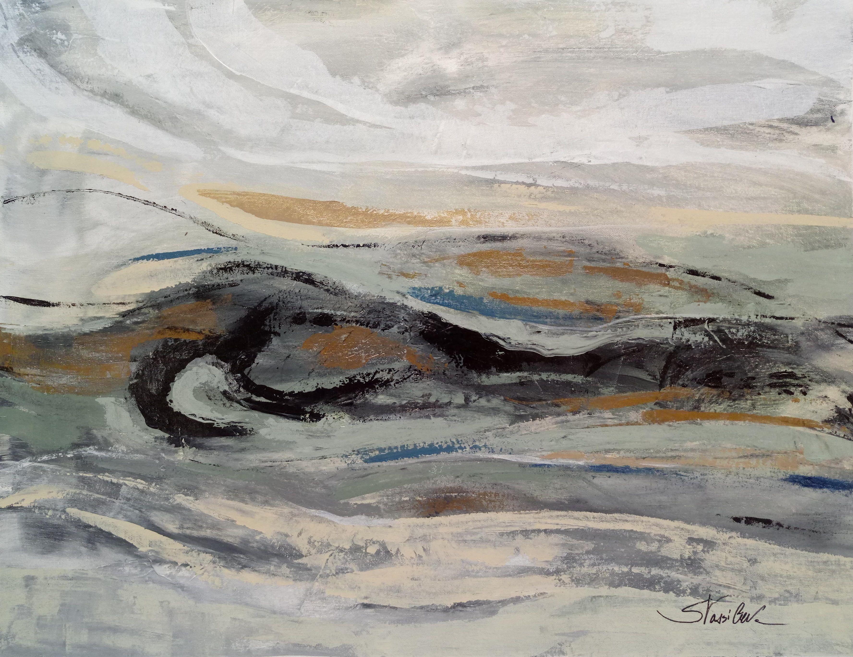 silvia vassileva Abstract Painting - Estuary, Painting, Acrylic on Canvas