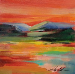 Flower Hill Sunset II, Painting, Acrylic on Canvas