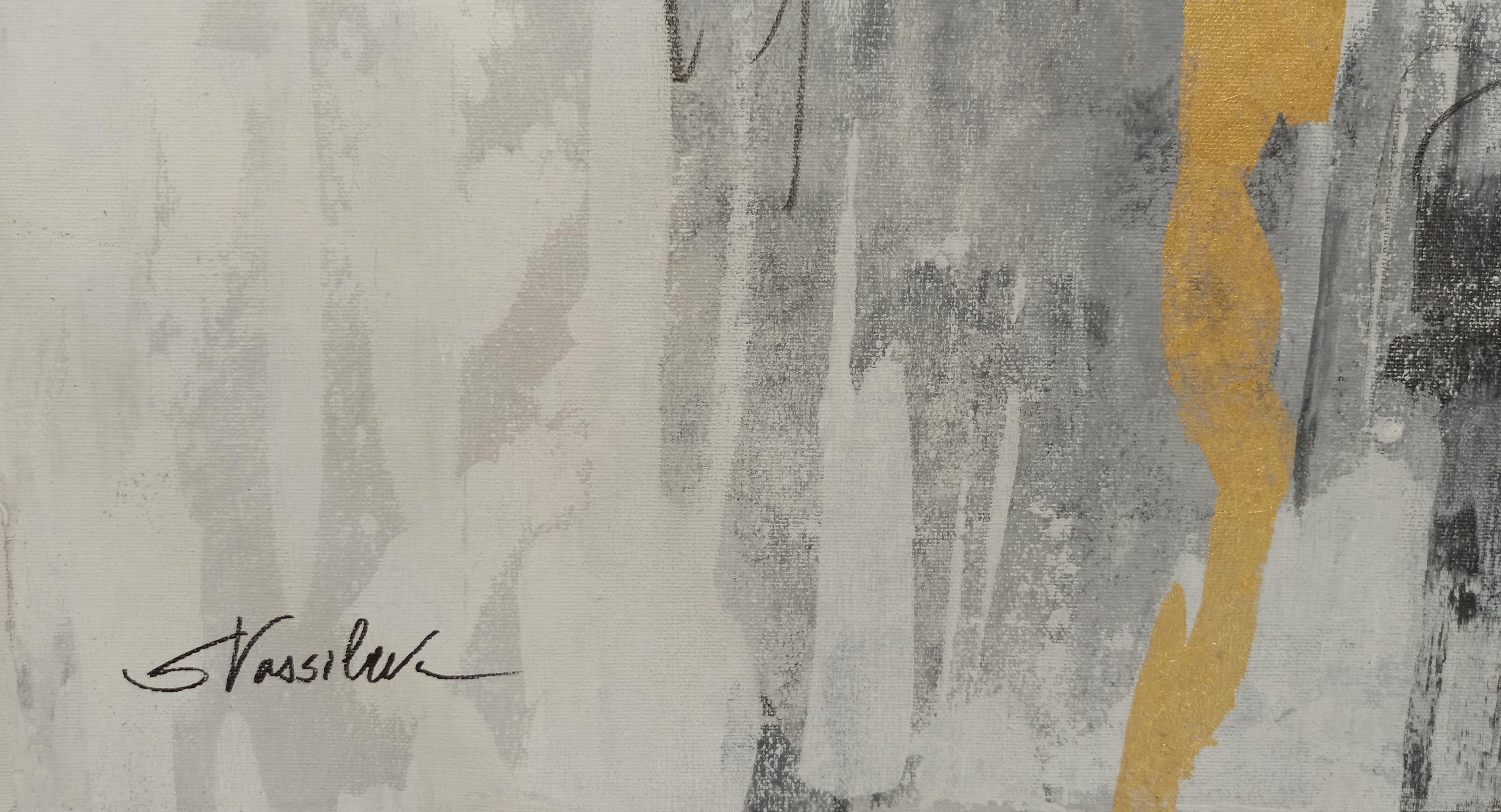 Pioggia d'oro II, Pittura, Acrilico su tela - Painting di silvia vassileva
