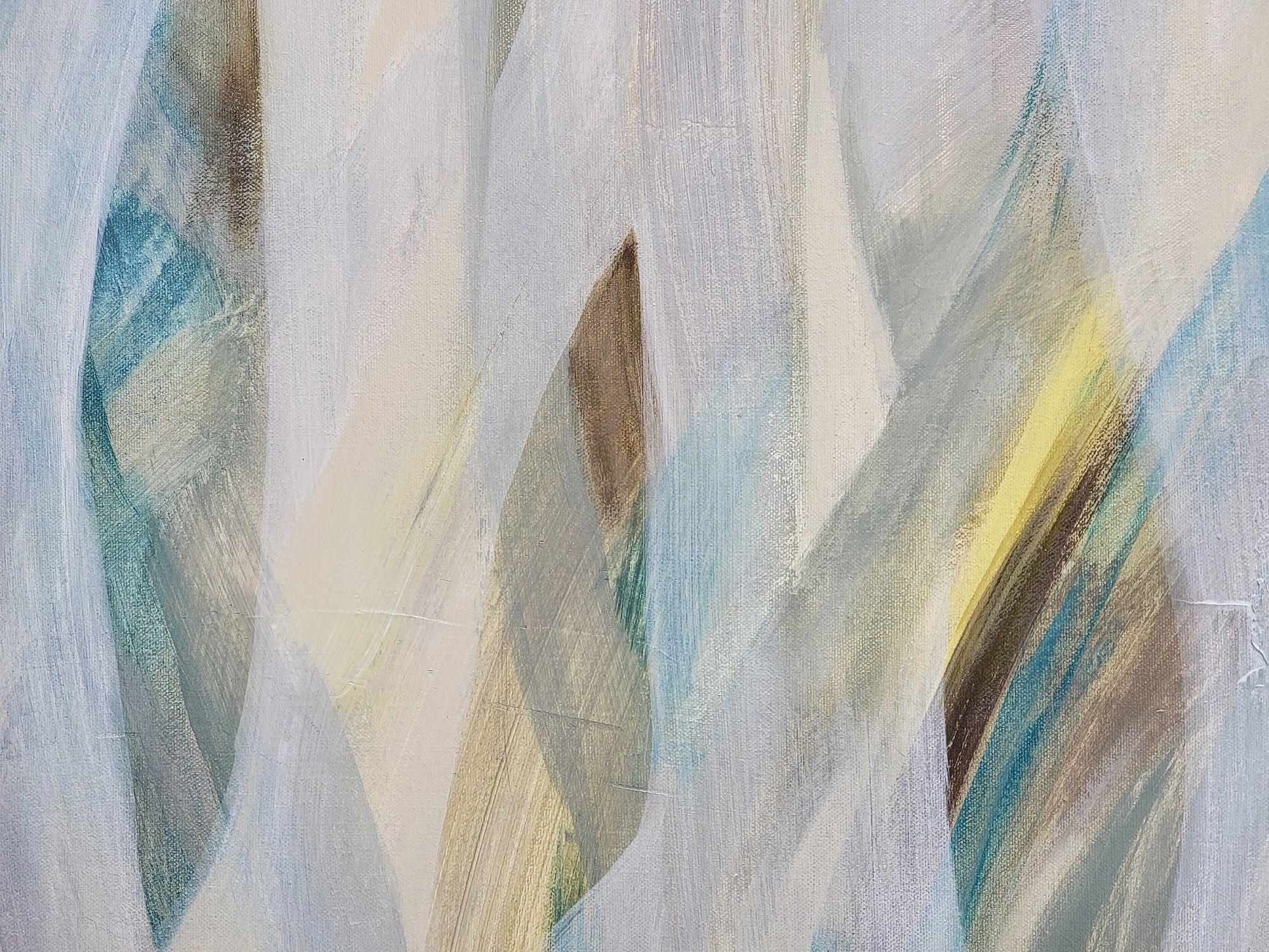 Grassy Meadows, Peinture, Acrylique sur Toile - Gris Abstract Painting par silvia vassileva