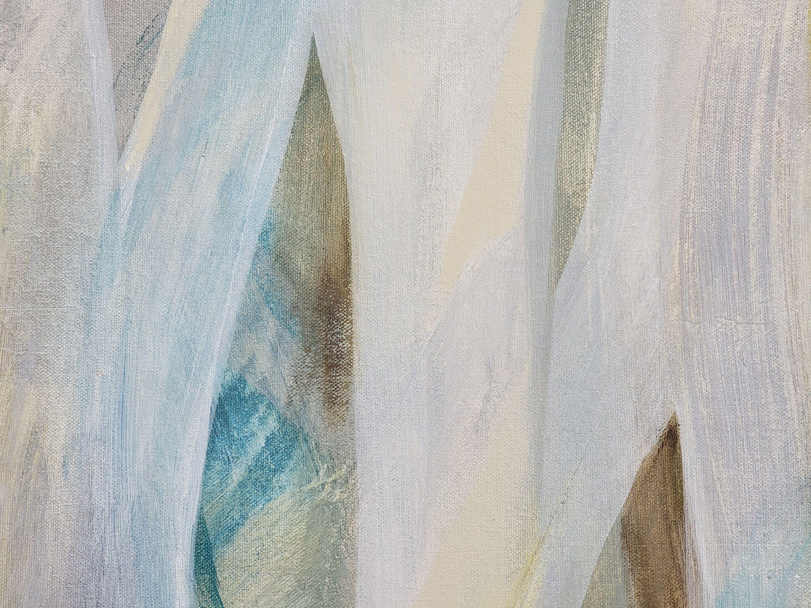 Grassy Meadows, Painting, Acrylic on Canvas - Gray Abstract Painting by silvia vassileva