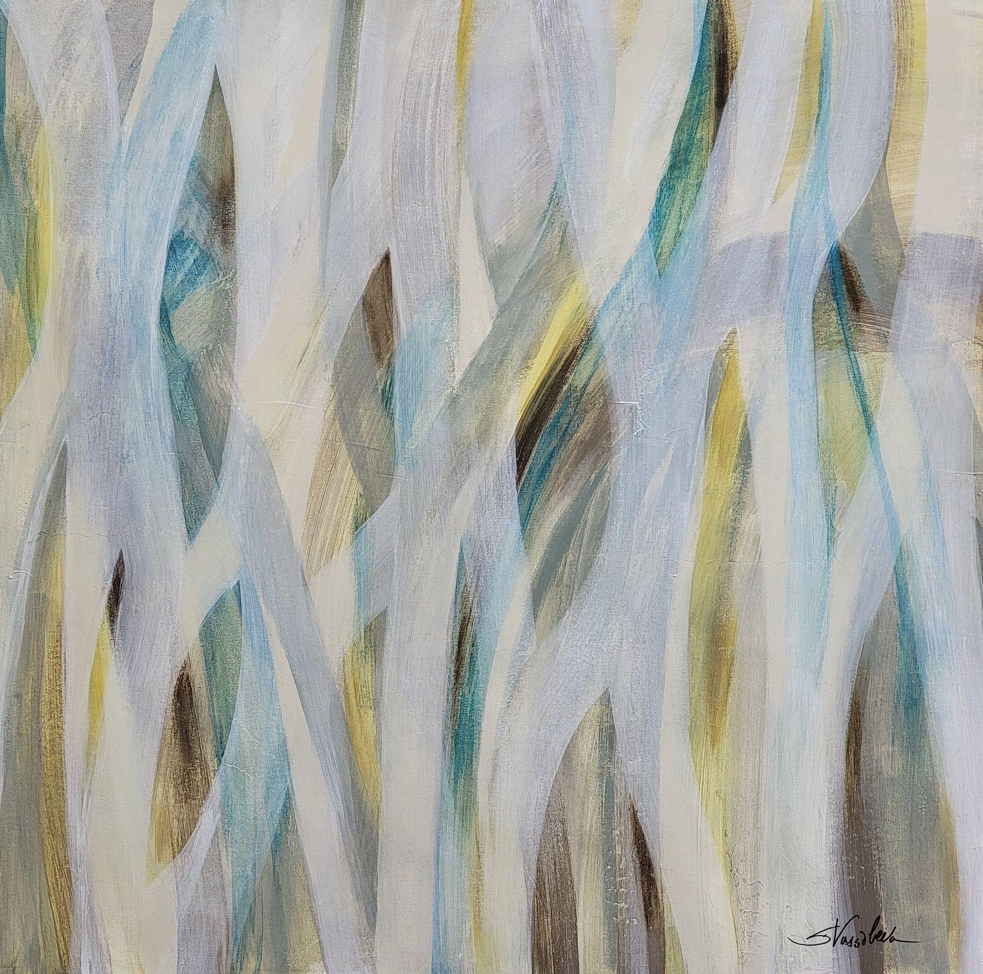 silvia vassileva Abstract Painting - Grassy Meadows, Painting, Acrylic on Canvas