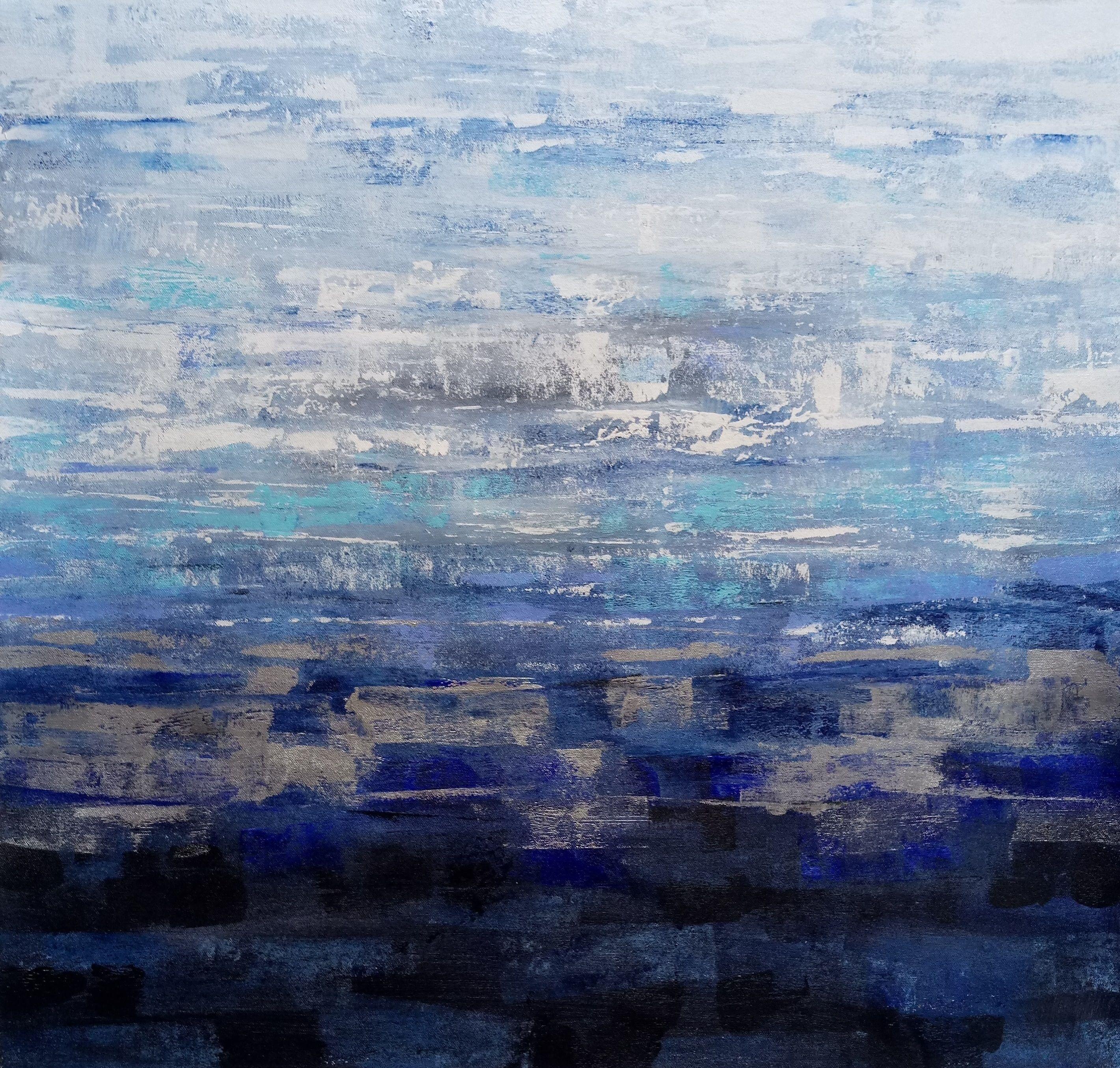 silvia vassileva Abstract Painting - Icelandic Wave, Painting, Acrylic on Canvas