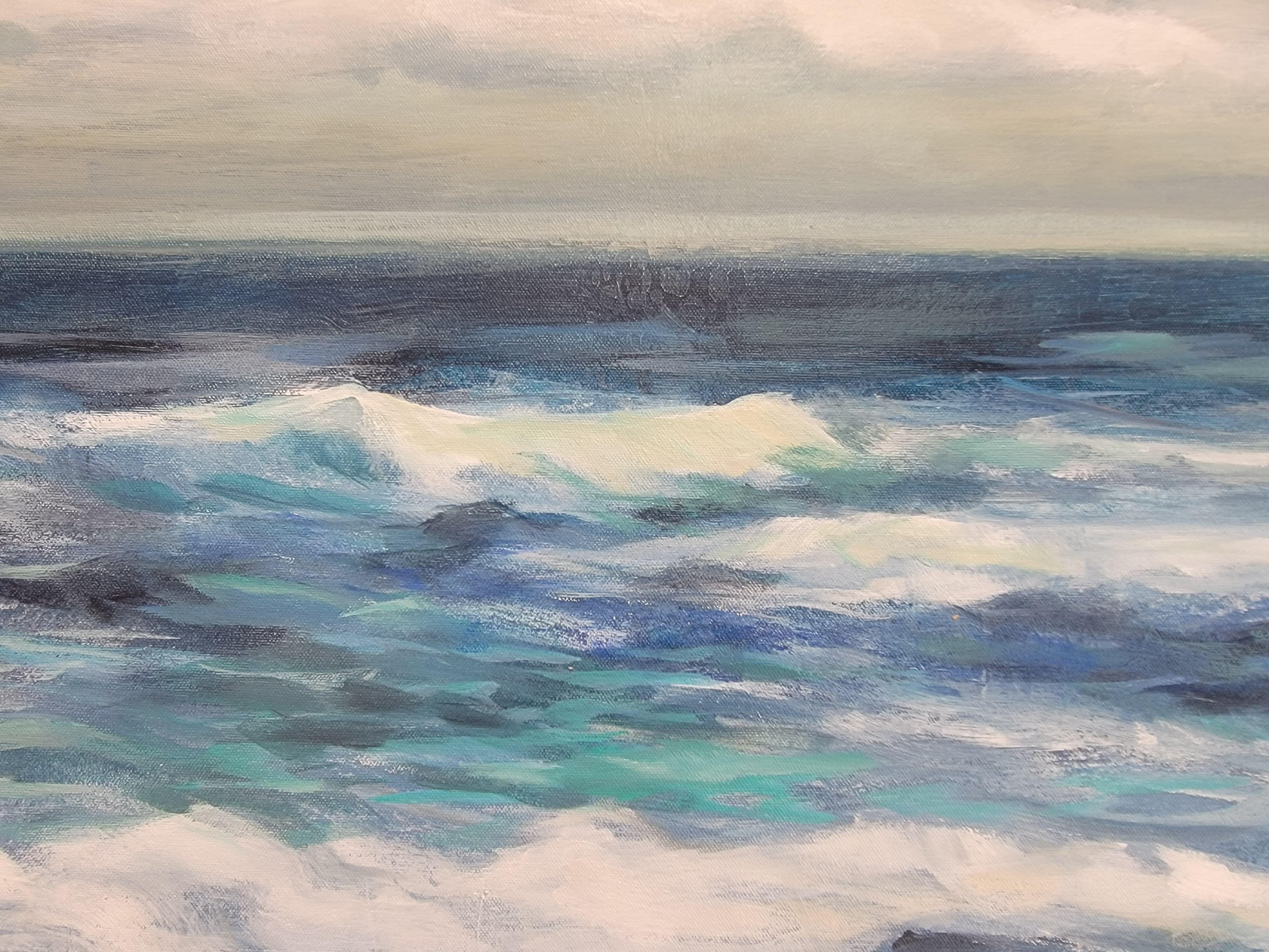 Indigo Sea, Painting, Acrylic on Canvas For Sale 1