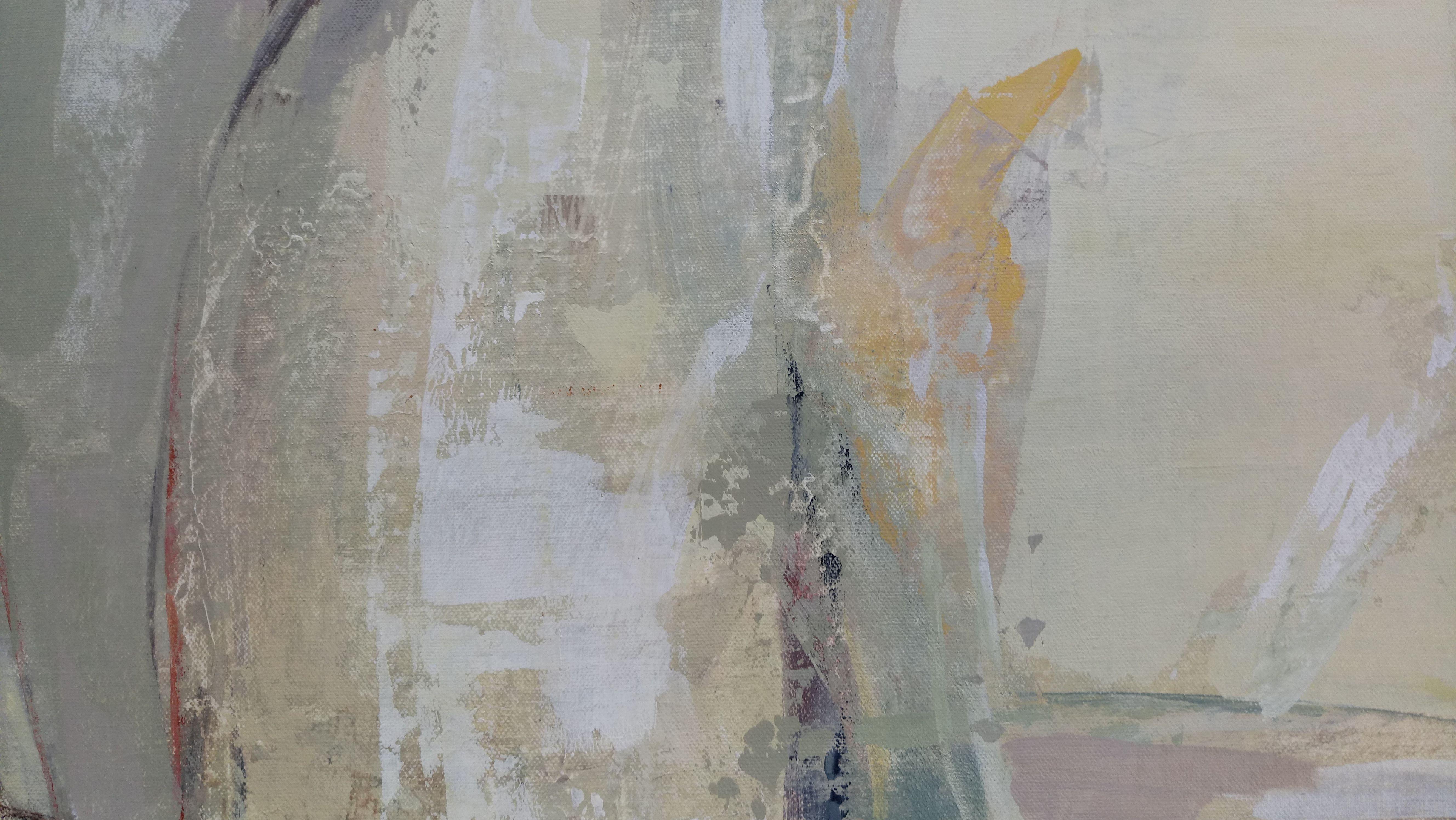 Island Vibe, Gemälde, Acryl auf Leinwand (Grau), Abstract Painting, von silvia vassileva