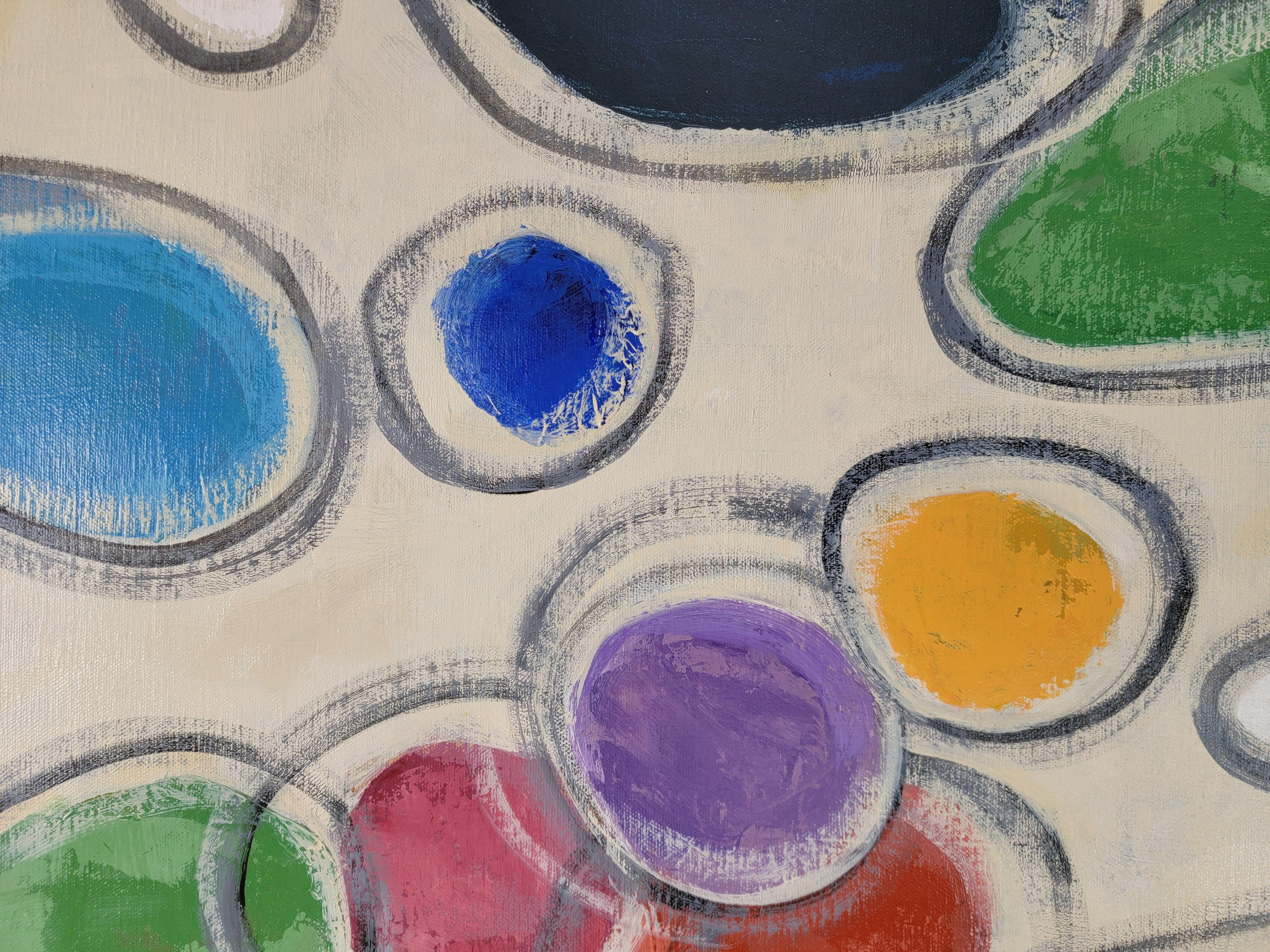 Kreise im Mod-Stil, Gemälde, Acryl auf Leinwand (Abstrakt), Painting, von silvia vassileva