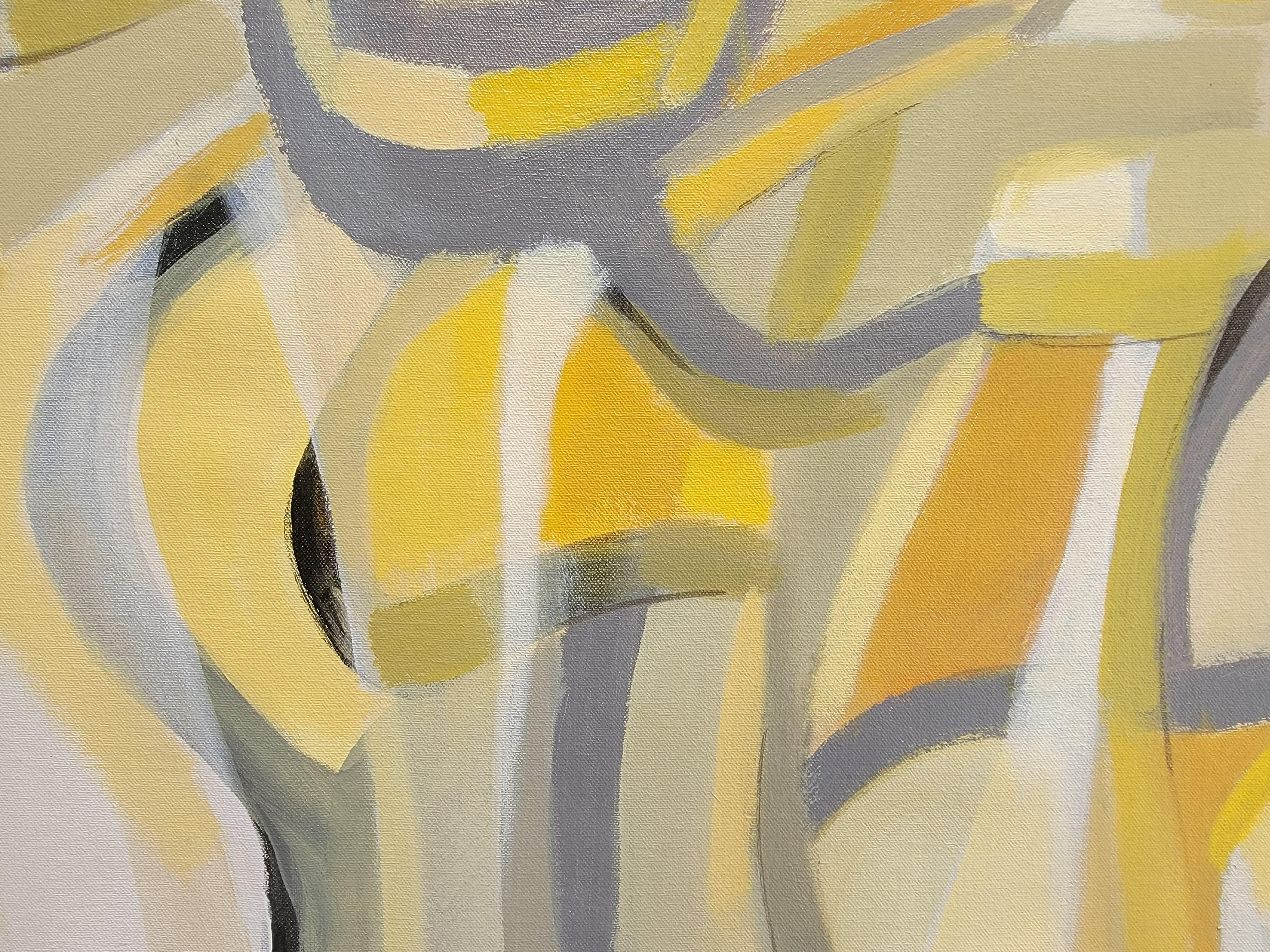 Mid Mod Yellow, Pittura, Acrilico su tela - Painting di silvia vassileva