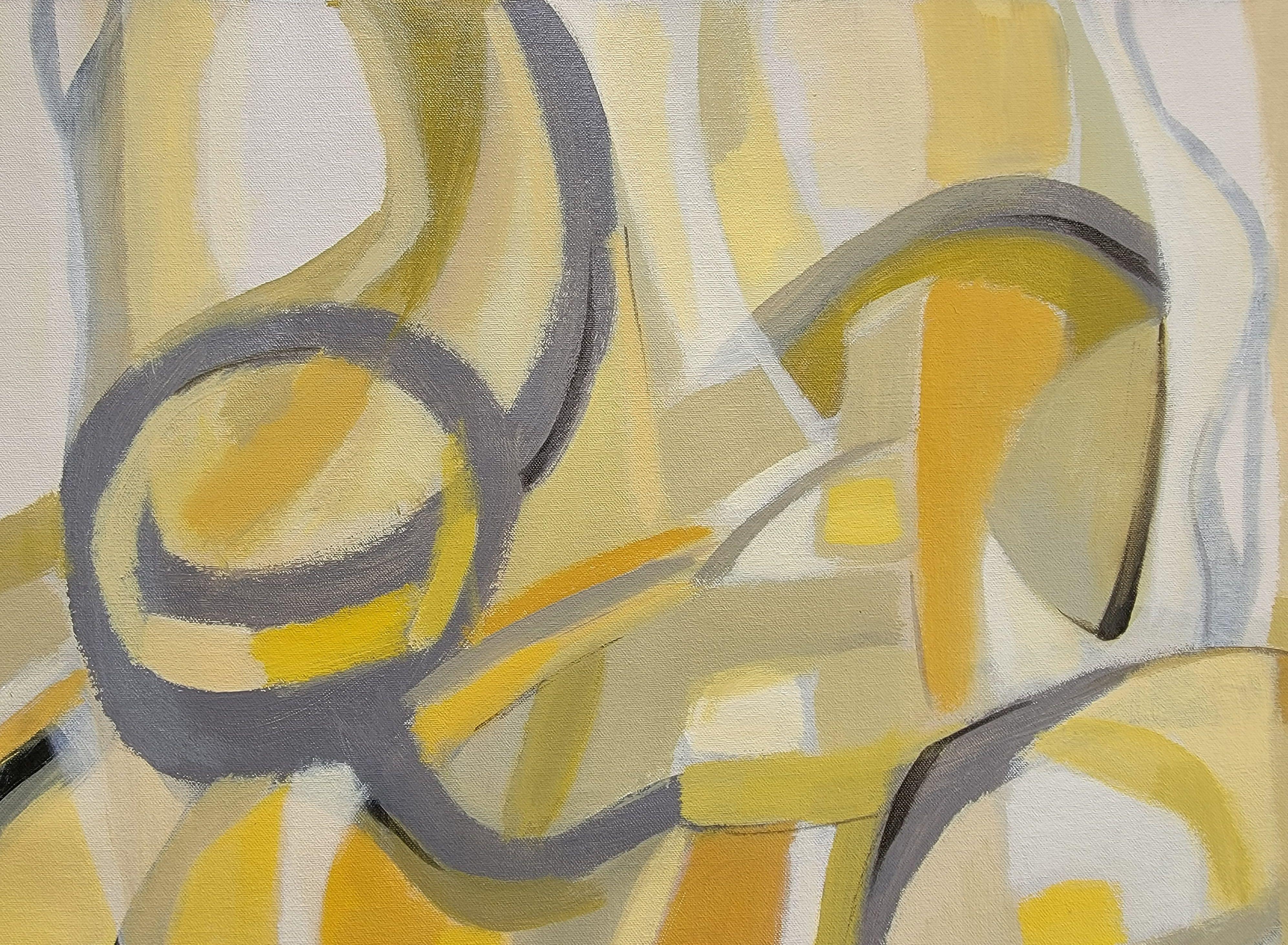 Mid Mod Yellow, Painting, Acrylic on Canvas For Sale 1