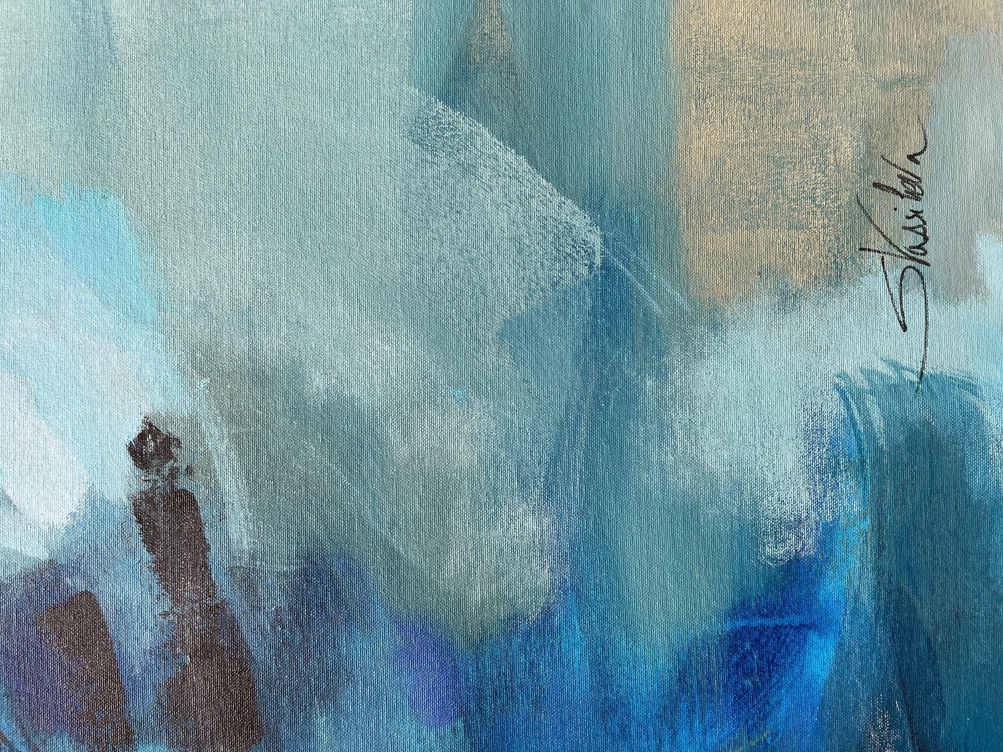 Tempesta oceanica, Pittura, Acrilico su tela - Painting Astratto di silvia vassileva