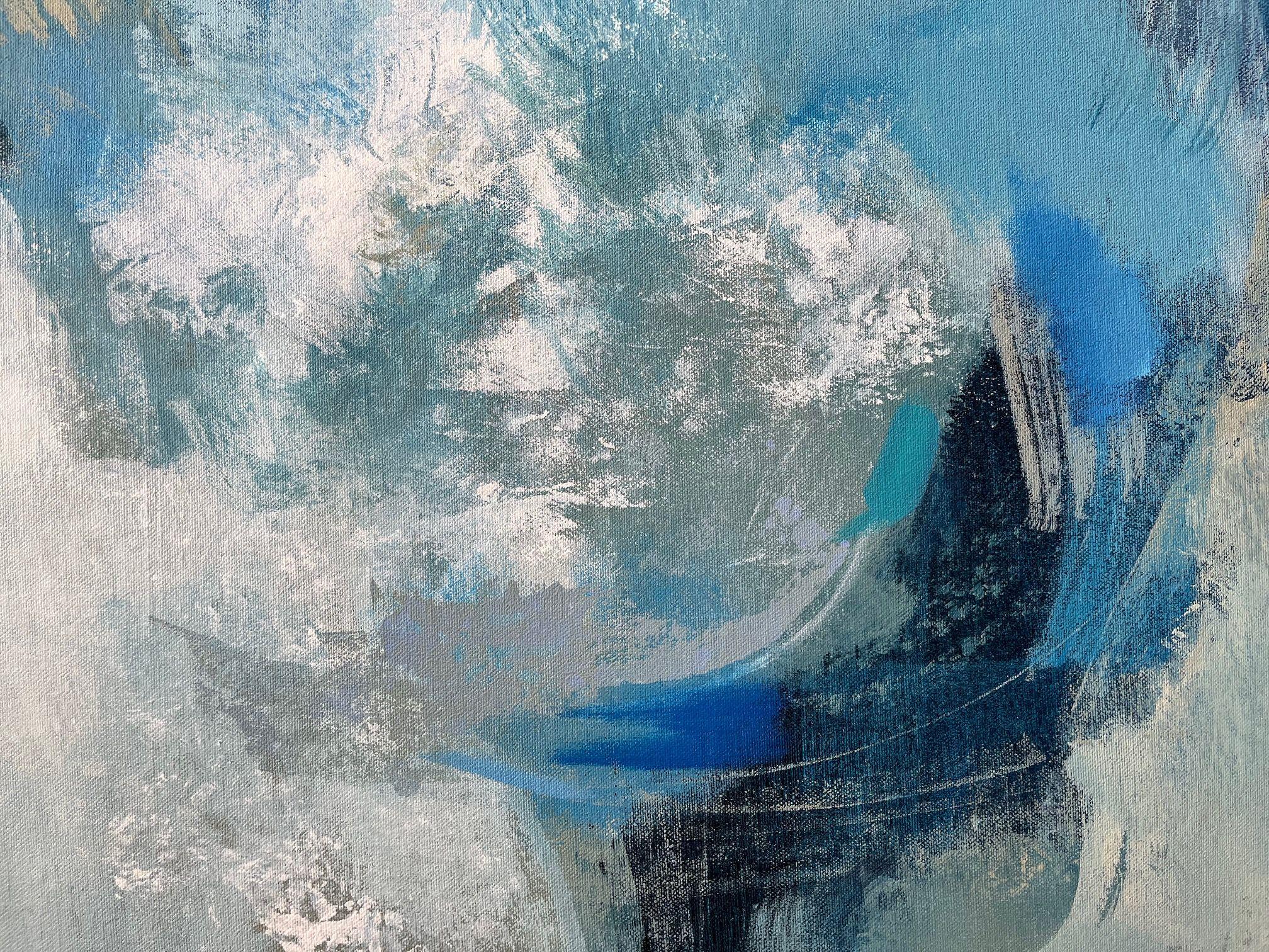 Tempesta oceanica, Pittura, Acrilico su tela - Abstract Painting Blu di silvia vassileva