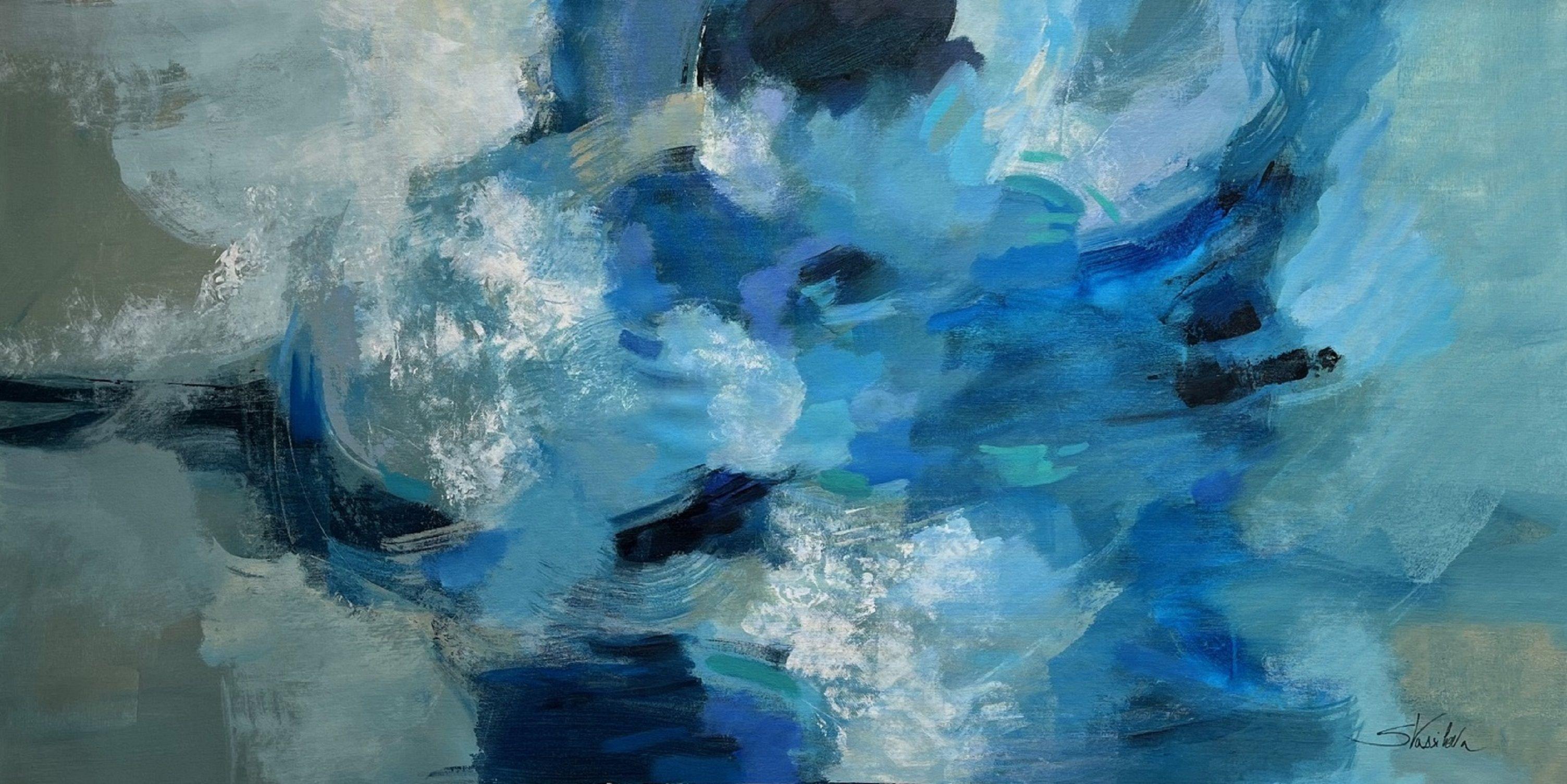 Abstract Painting di silvia vassileva - Tempesta oceanica, Pittura, Acrilico su tela