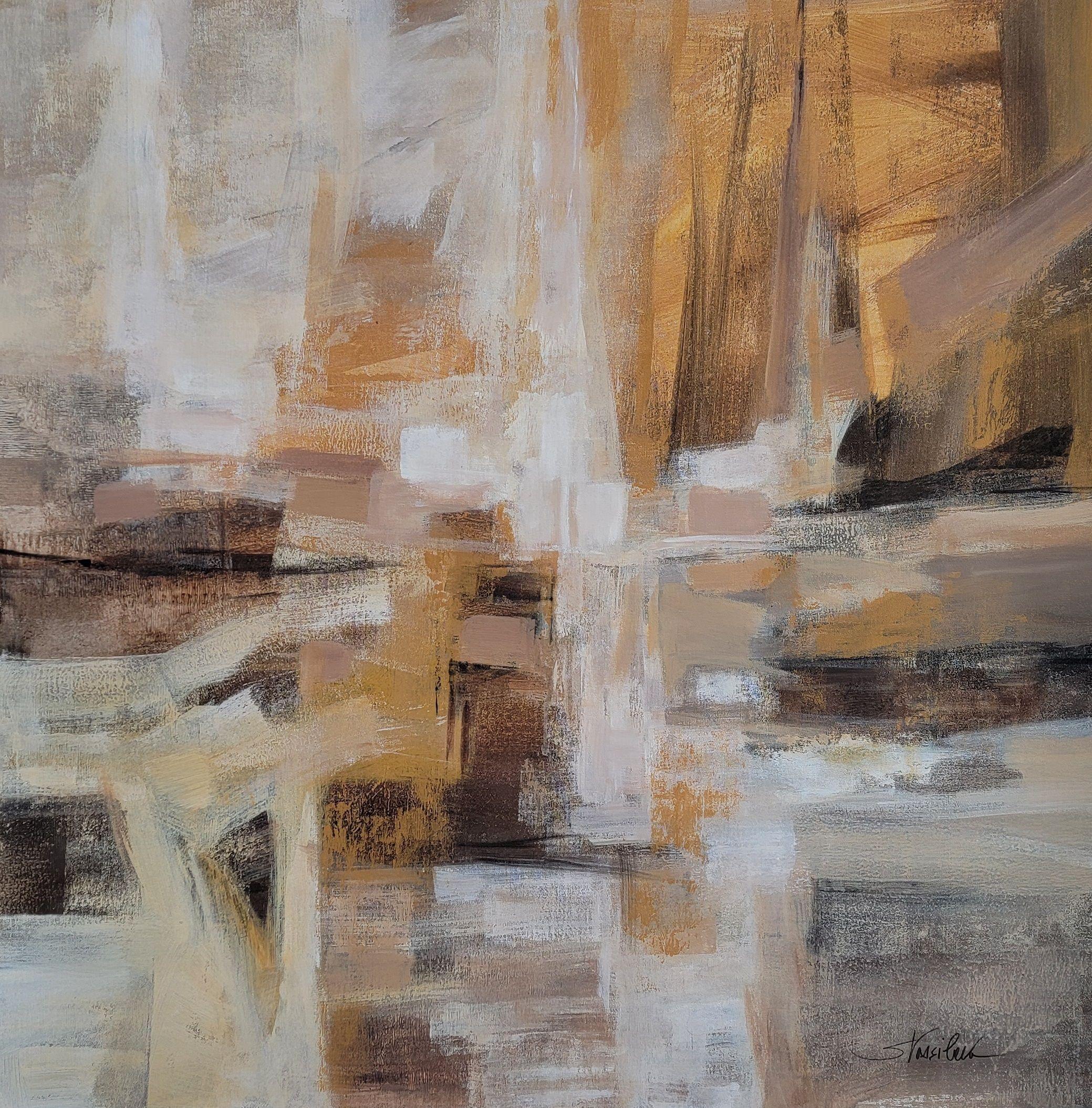 silvia vassileva Abstract Painting - October Sunshine, Painting, Acrylic on Canvas