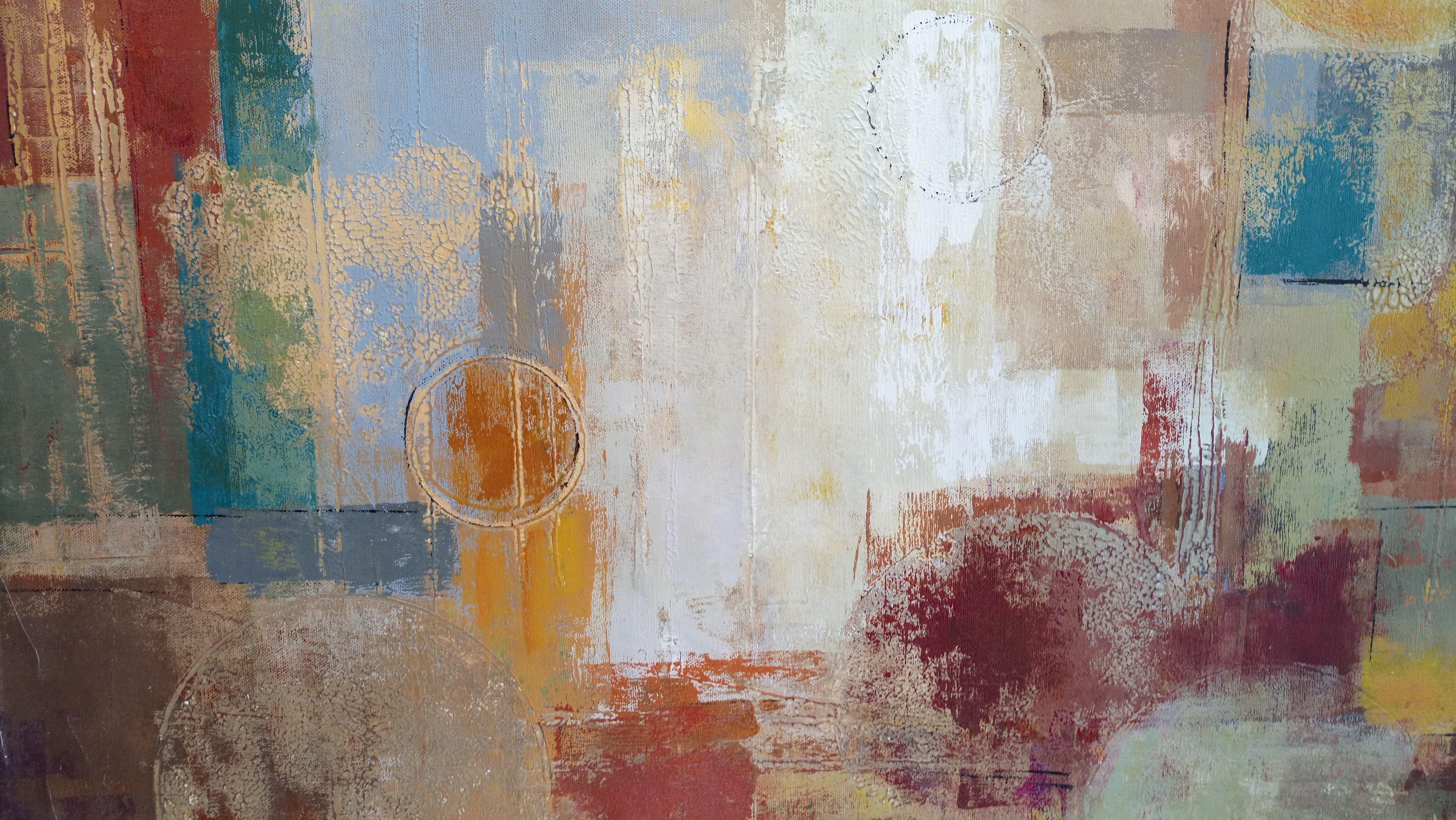 Viaggio orientale, Pittura, Acrilico su tela - Abstract Painting Marrone di silvia vassileva