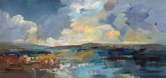 Coucher de soleil sur le Pacifique, peinture, acrylique sur toile