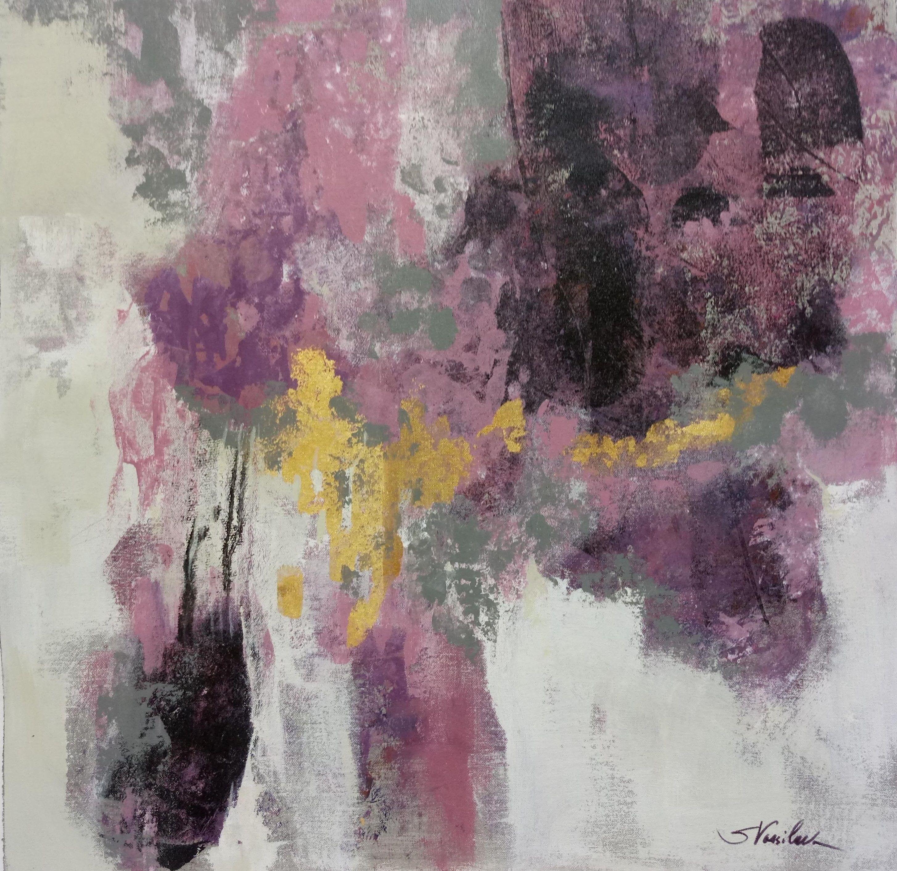 Abstract Painting di silvia vassileva - Prugna Monotipo, Pittura, Acrilico su tela