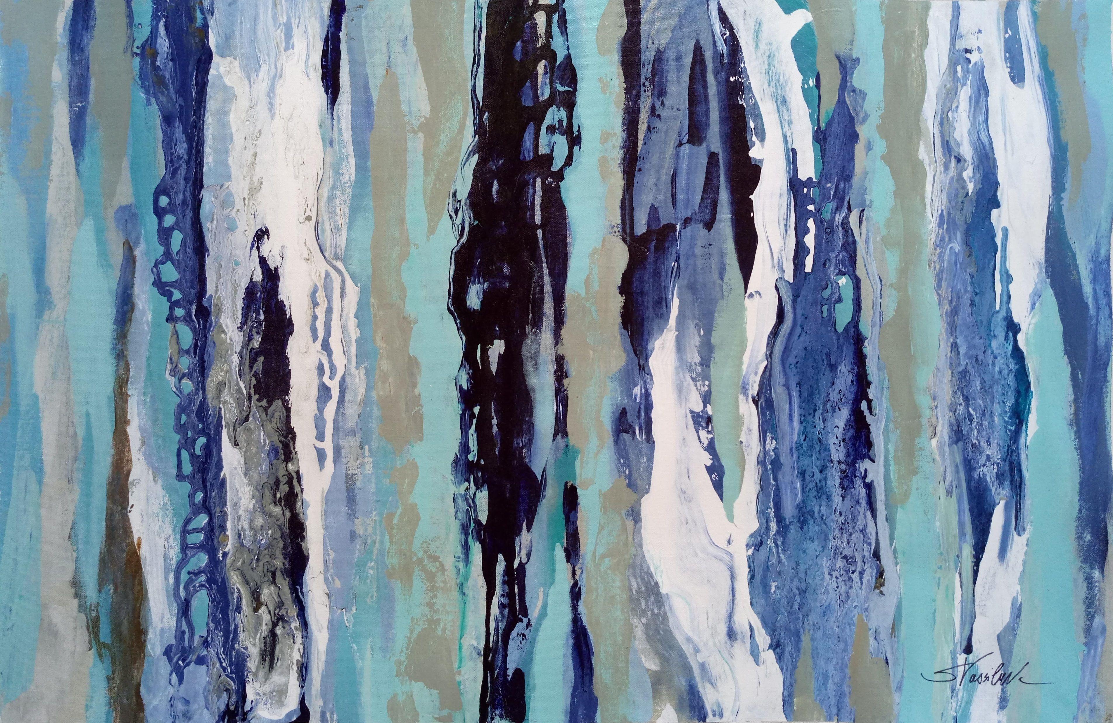 silvia vassileva Abstract Painting - Sea Foam, Painting, Acrylic on Canvas