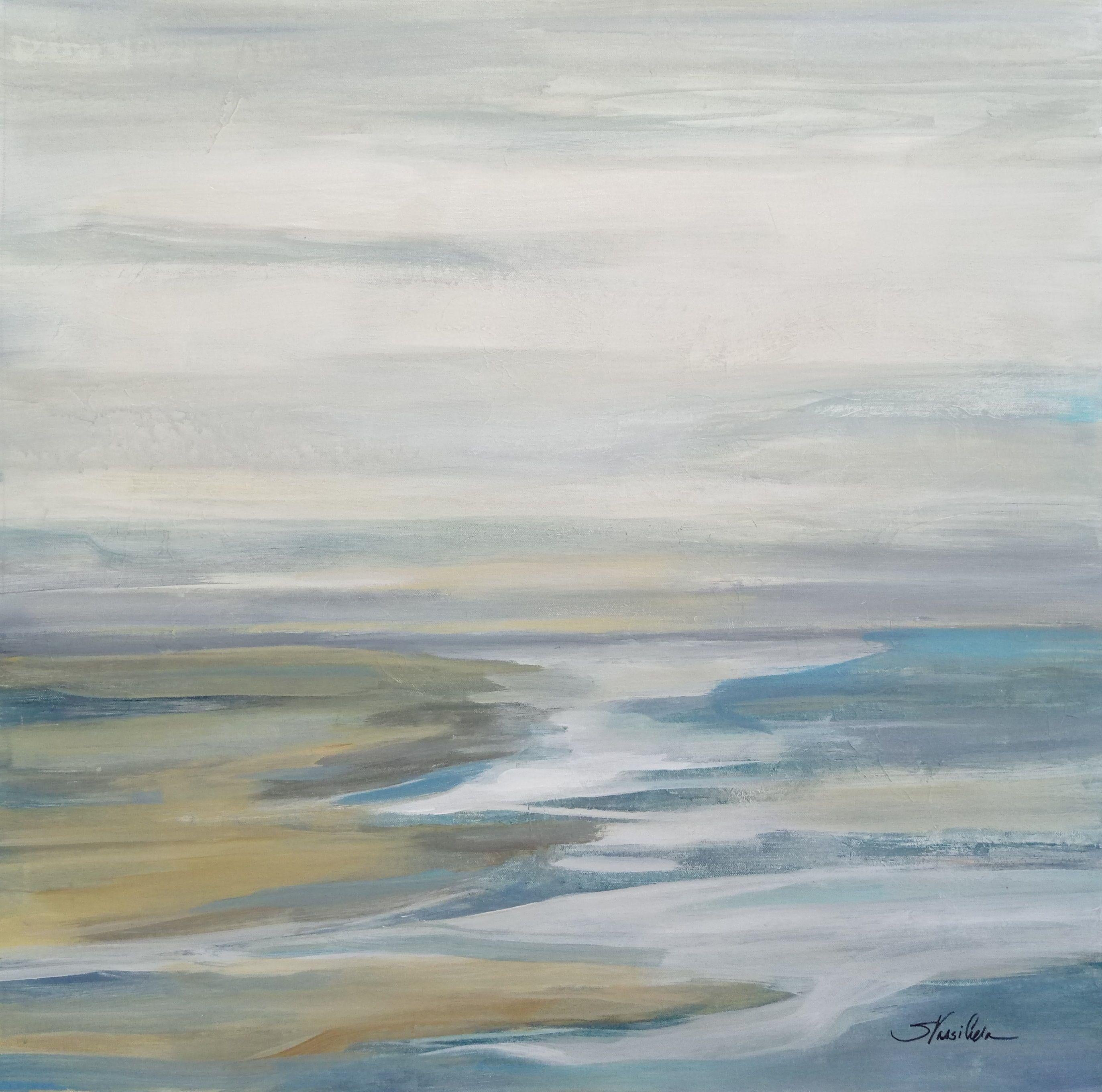 La lumière du matin en bord de mer, peinture, acrylique sur toile - Painting de silvia vassileva