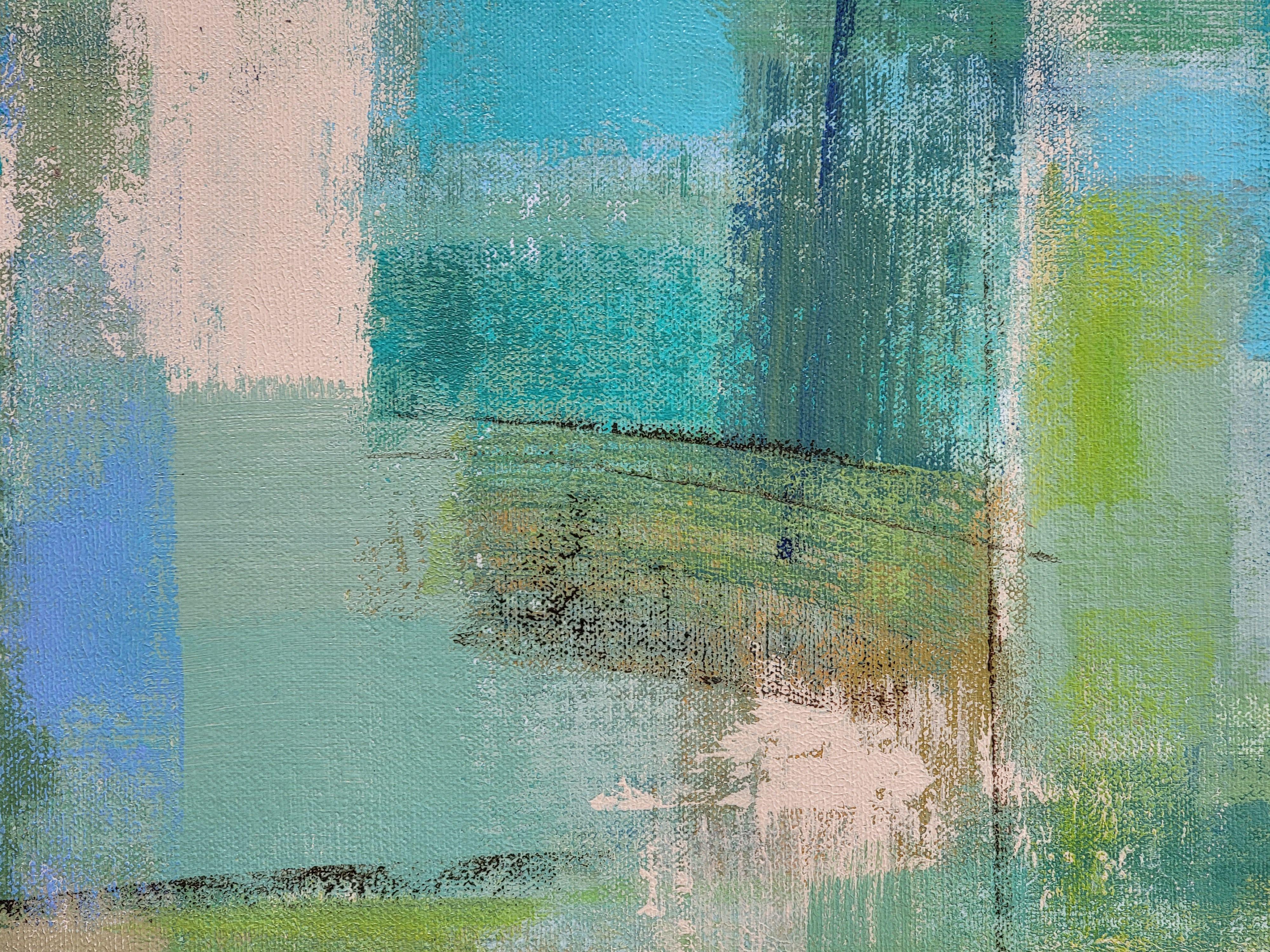 Muro di mare, Pittura, Acrilico su tela - Abstract Painting Grigio di silvia vassileva
