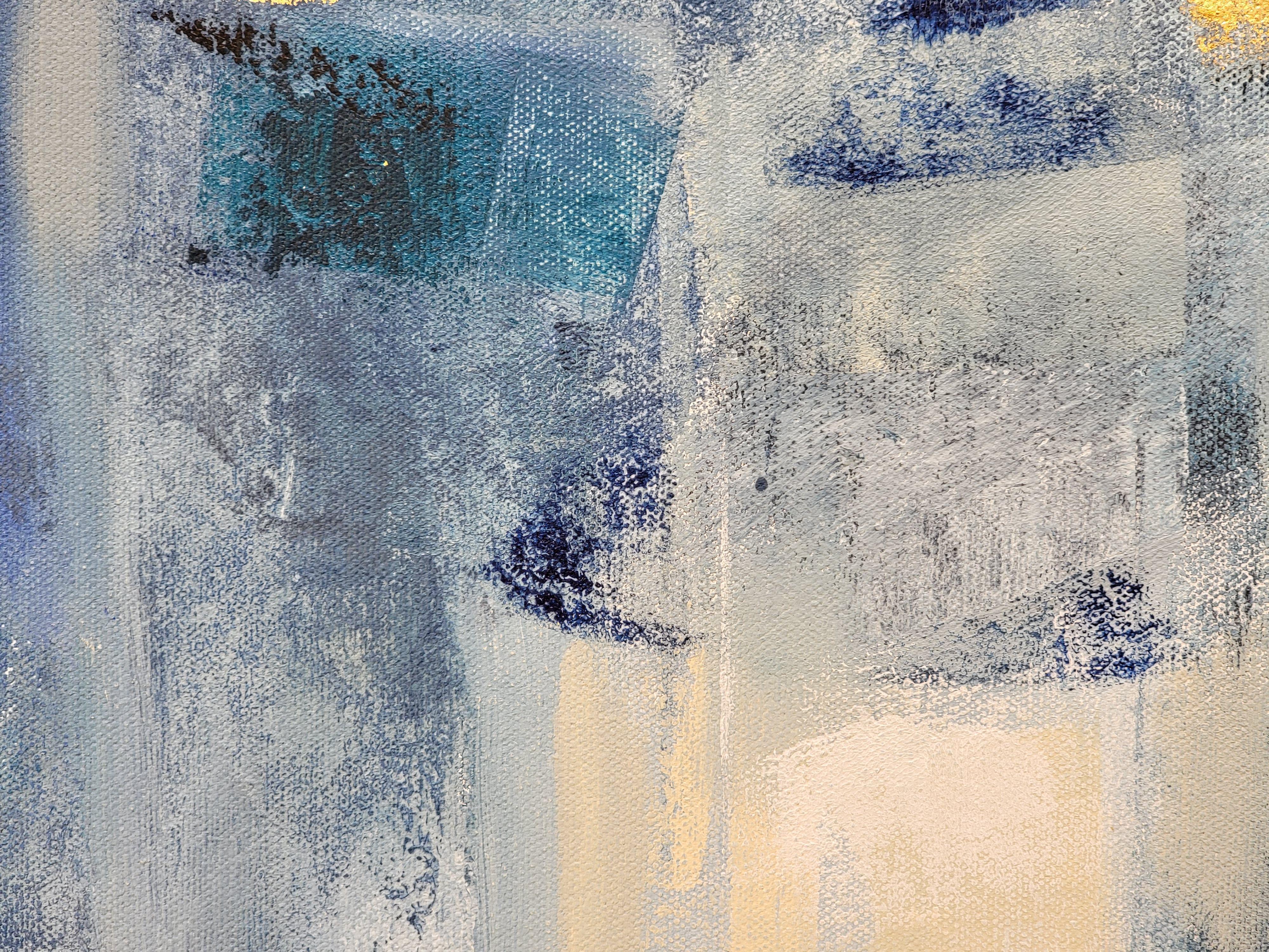 Shimmering Creek, Pittura, Acrilico su tela - Abstract Painting Grigio di silvia vassileva