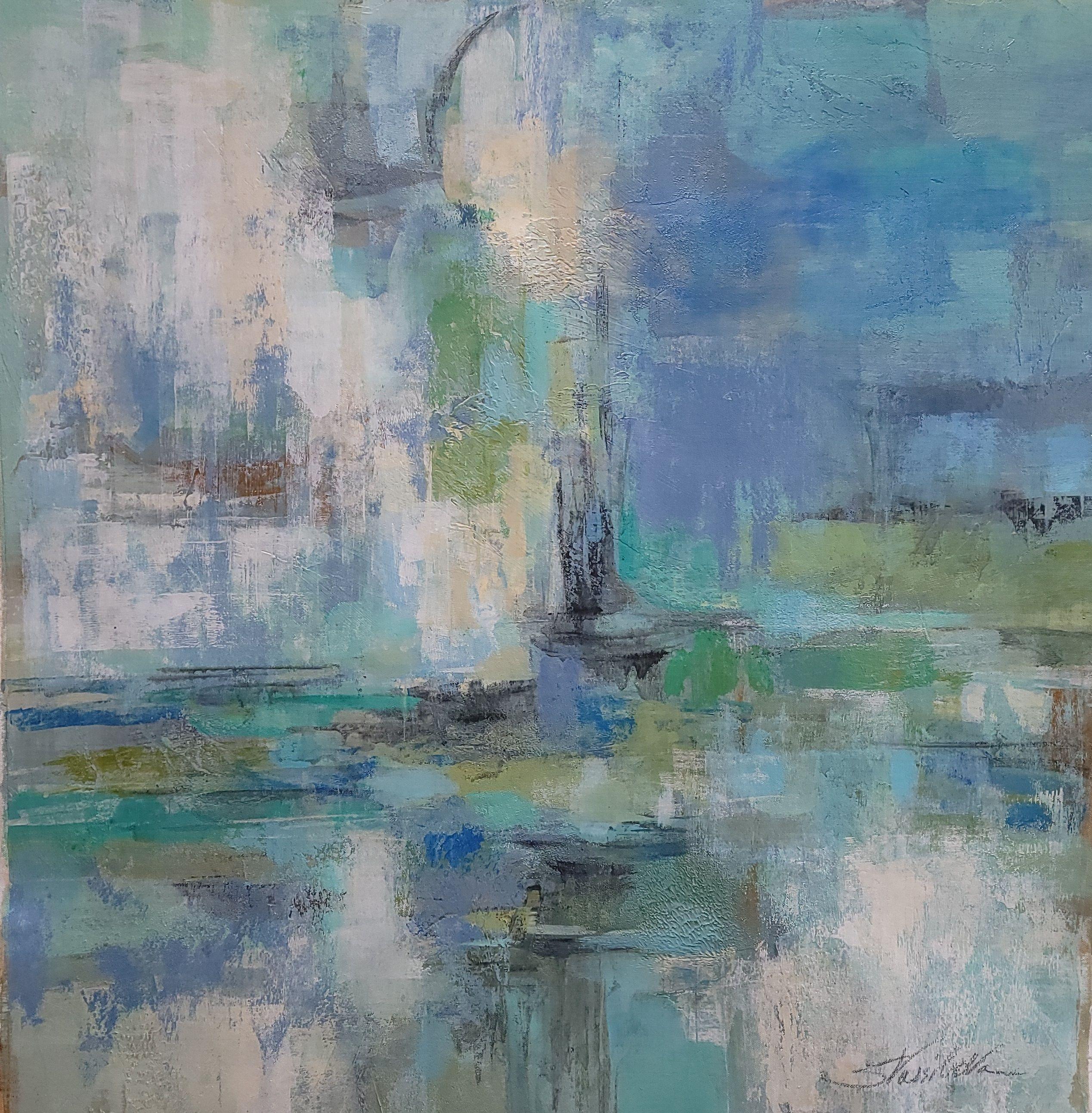 Abstract Painting di silvia vassileva - Porto di primavera, Pittura, Acrilico su tela