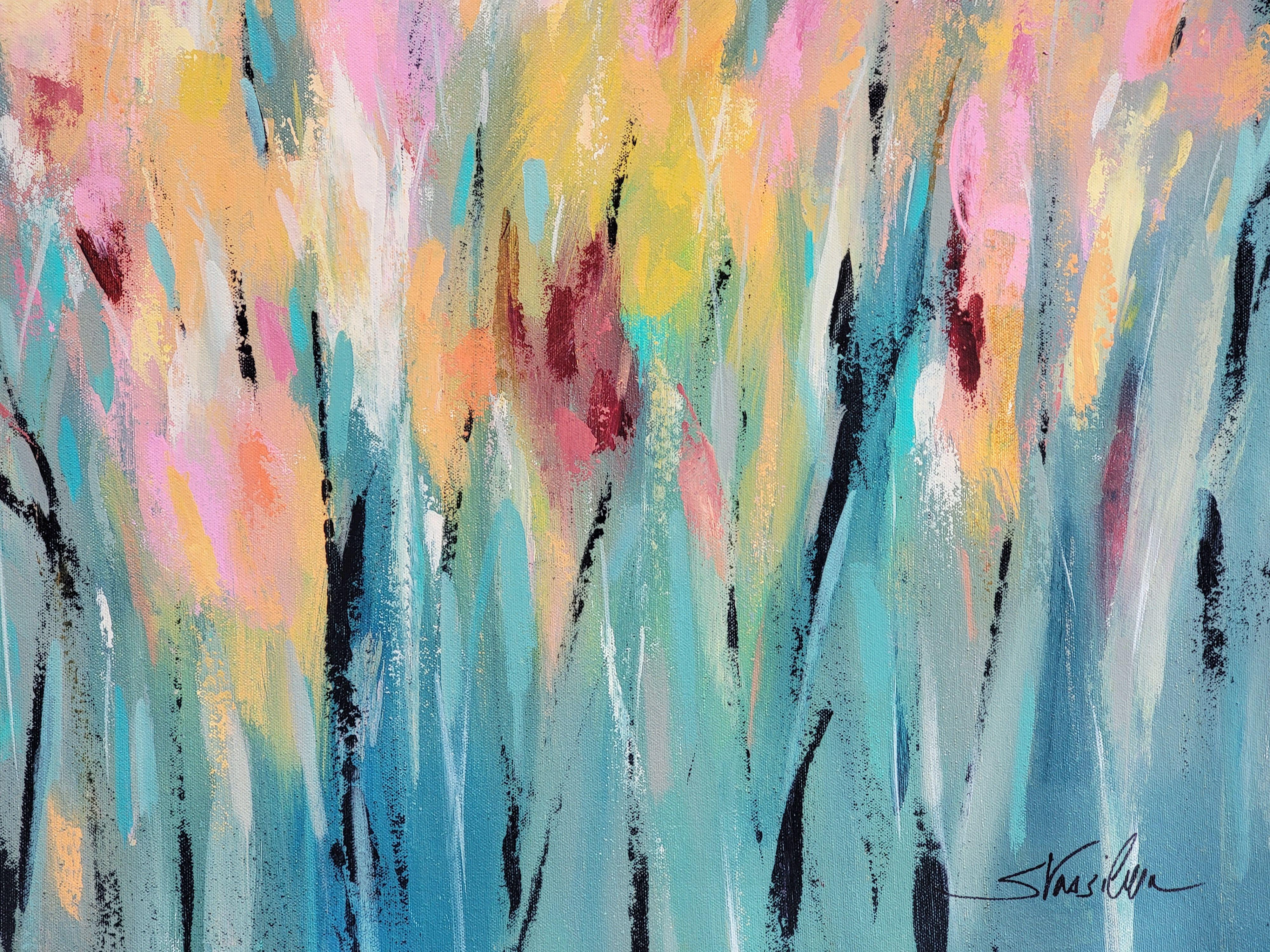Gioia del giardino estivo, Pittura, Acrilico su tela - Painting Espressionismo astratto di silvia vassileva