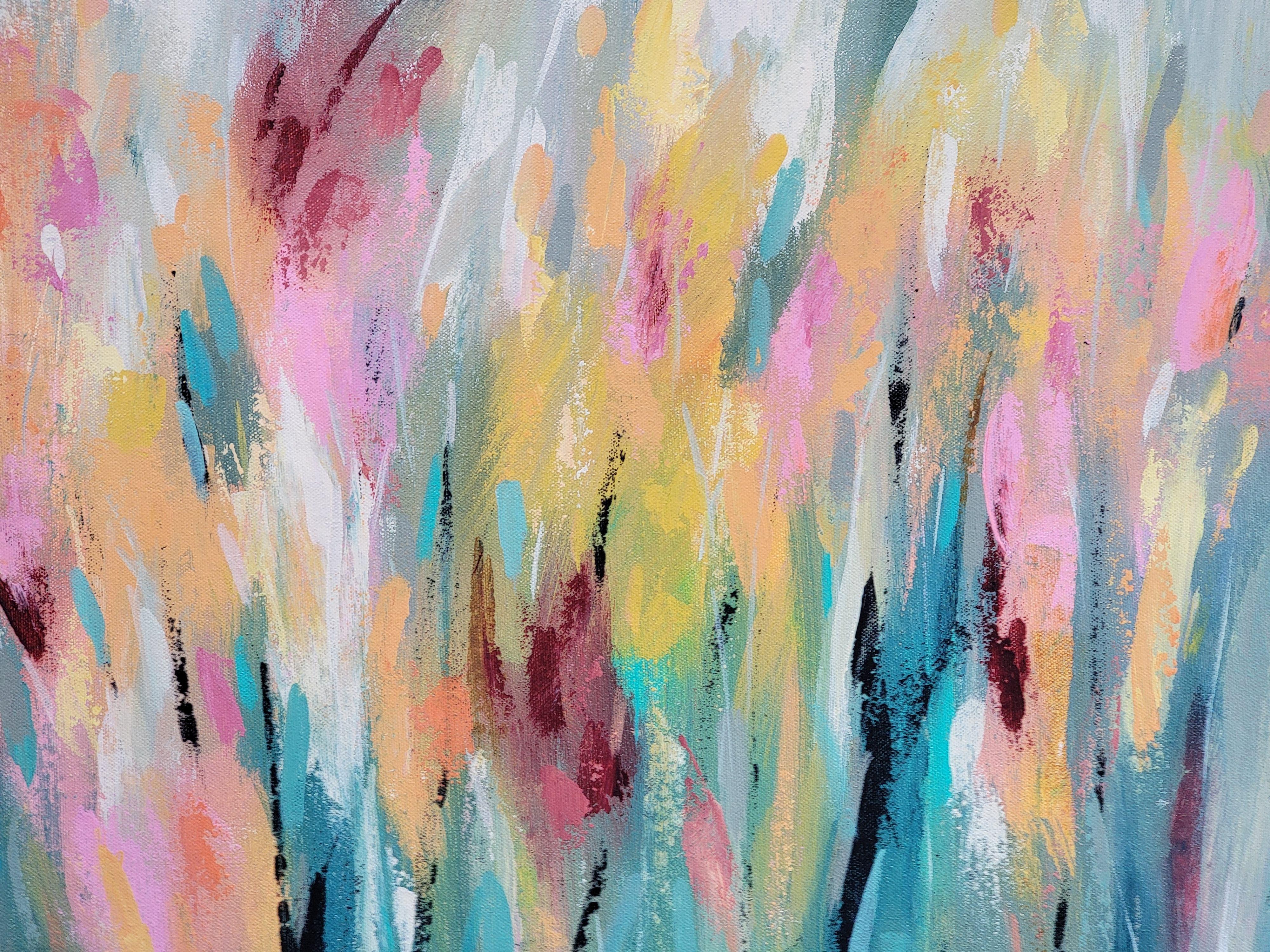 Gioia del giardino estivo, Pittura, Acrilico su tela in vendita 1