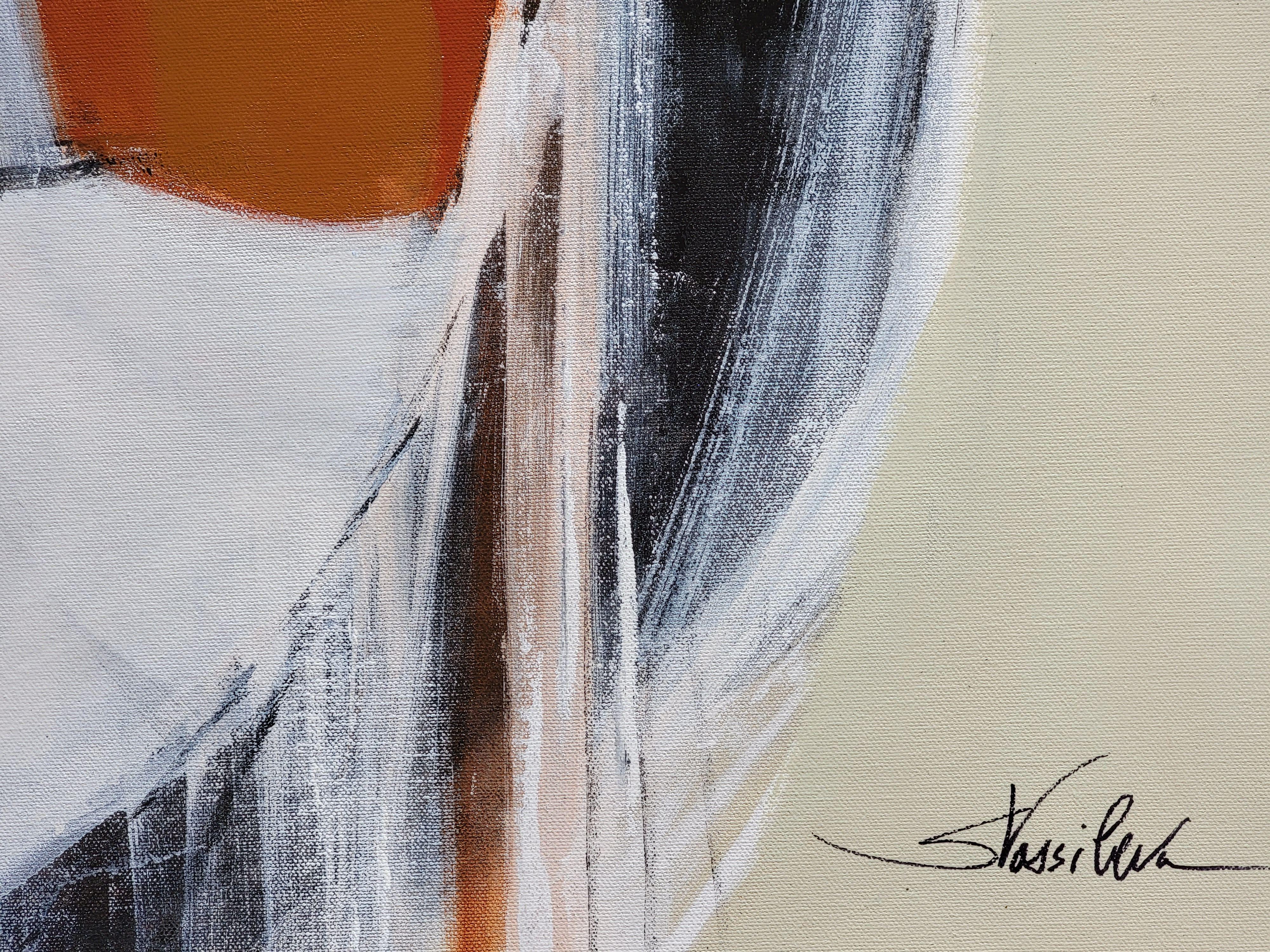 Terracotta Knott, Painting, Acrylic on Canvas - Gray Abstract Painting by silvia vassileva