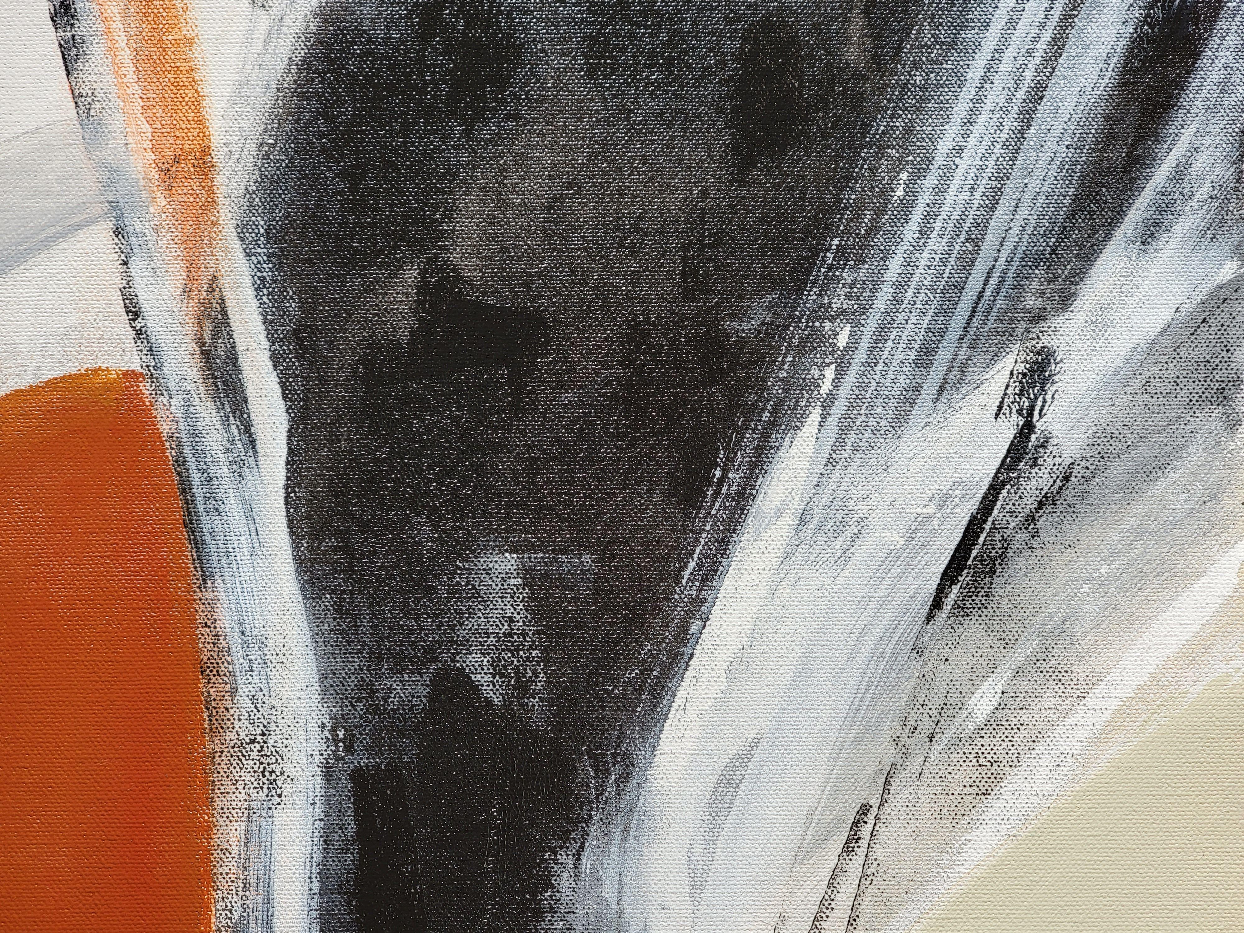 Terracotta Knott, Pittura, Acrilico su tela - Abstract Painting Grigio di silvia vassileva
