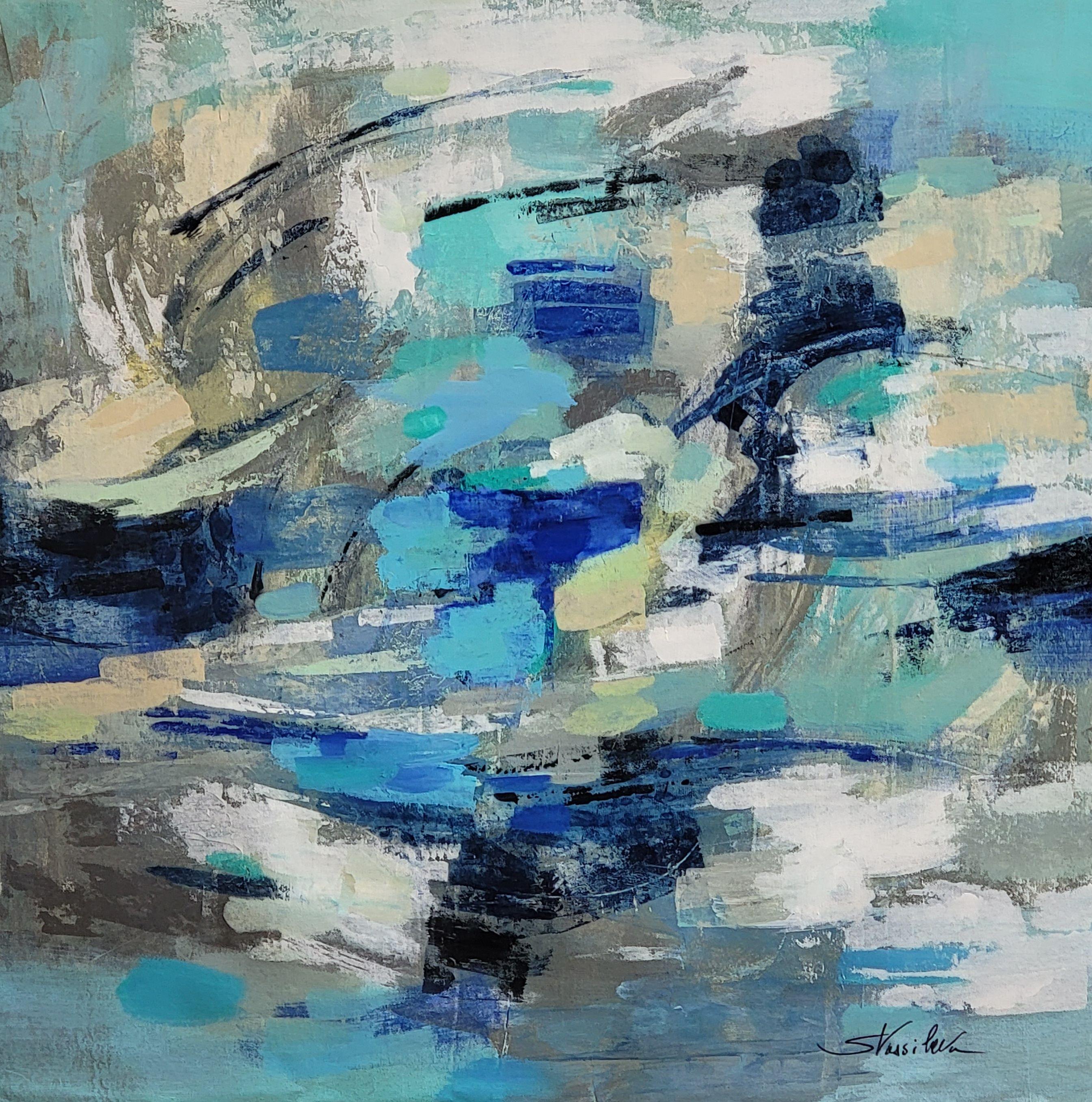 silvia vassileva Abstract Painting - Unexpected Wave, Painting, Acrylic on Canvas