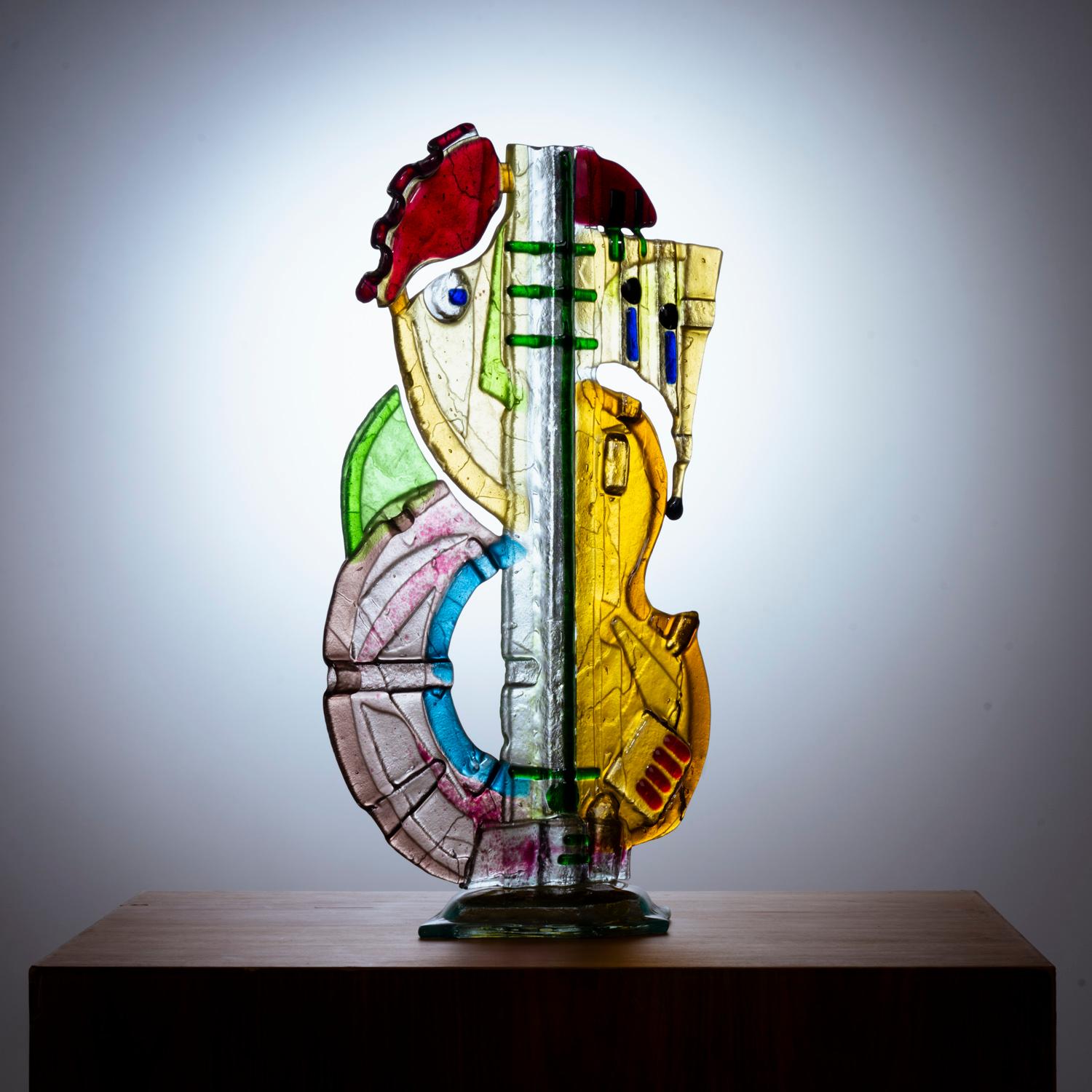 Italiano Silvio Vigliaturo scultura in vetro multicolore a fusione, Murano, iTALY, 1994 in vendita