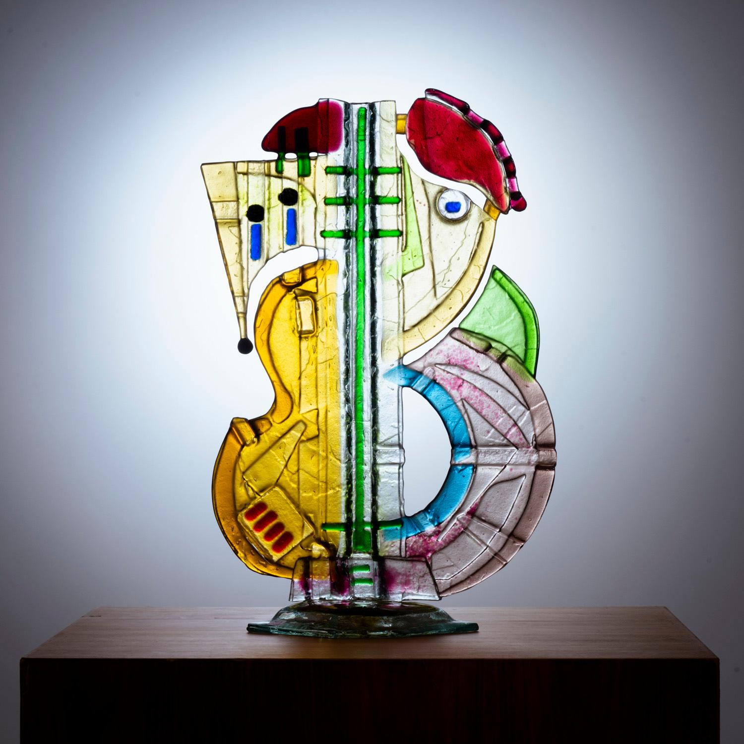 Fine XX secolo Silvio Vigliaturo scultura in vetro multicolore a fusione, Murano, iTALY, 1994 in vendita