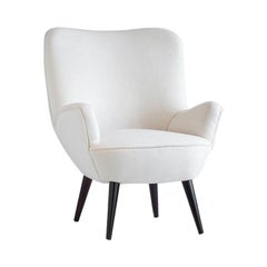 Silvio Cavatorta Armchair Newly Upholstered in White Kvadrat Wool, Italy, 1950s