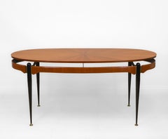 Silvio Cavatorta Attr Mid-Century Italian Teak & Enamelled Metal Dining Table
