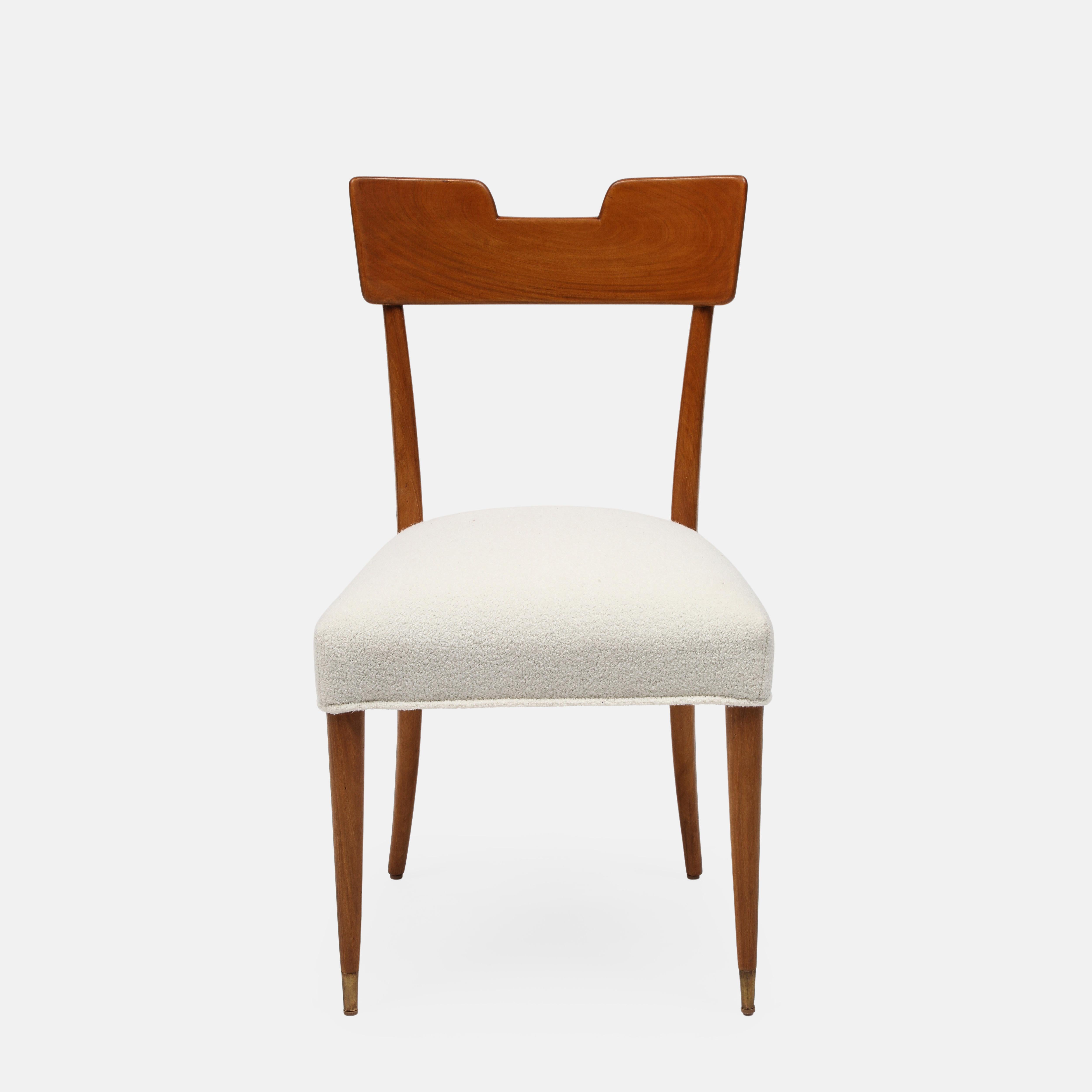 Silvio Cavatorta Birch Desk and Matching Chair in Ivory Bouclé, Italy, 1940s For Sale 7