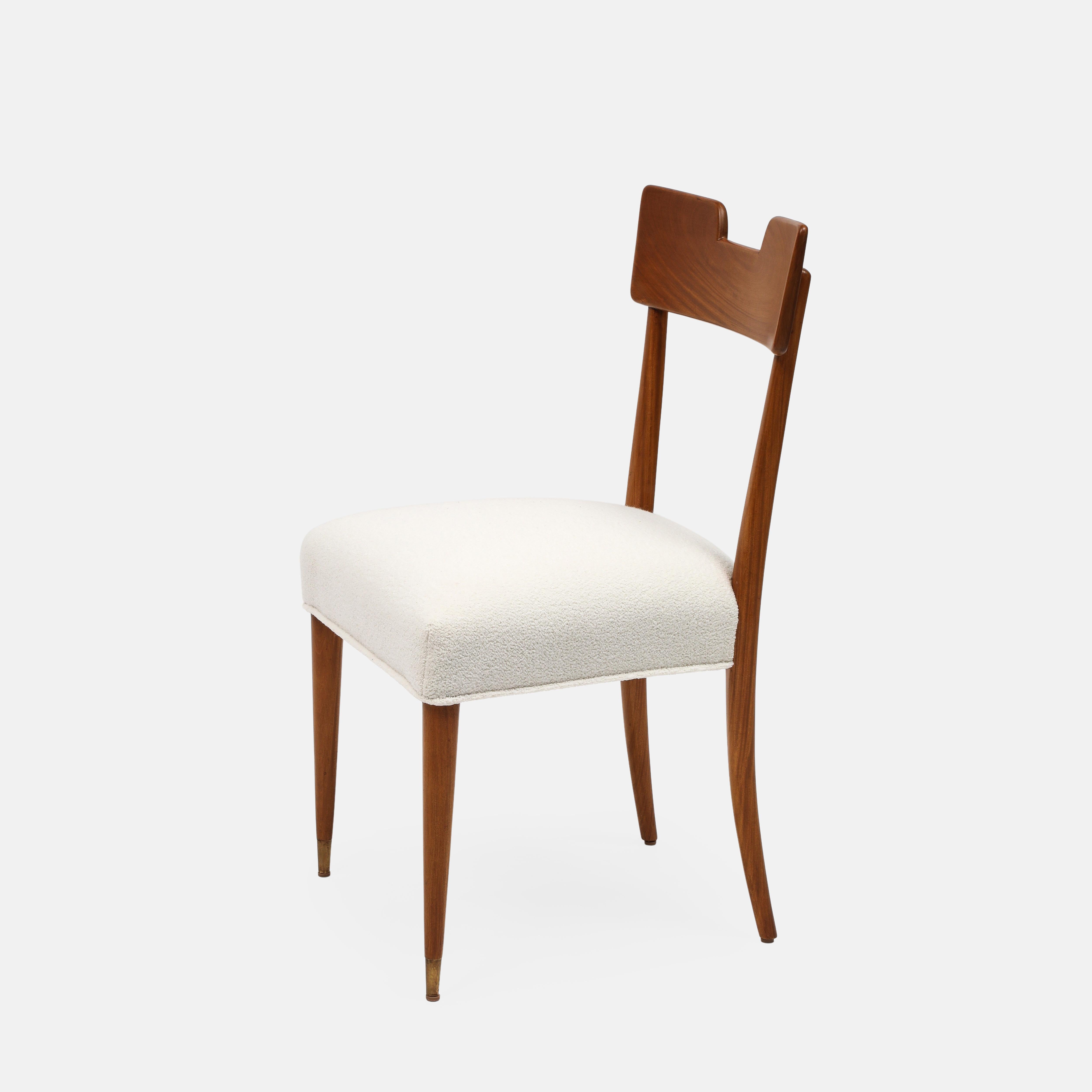 Silvio Cavatorta Birch Desk and Matching Chair in Ivory Bouclé, Italy, 1940s For Sale 9