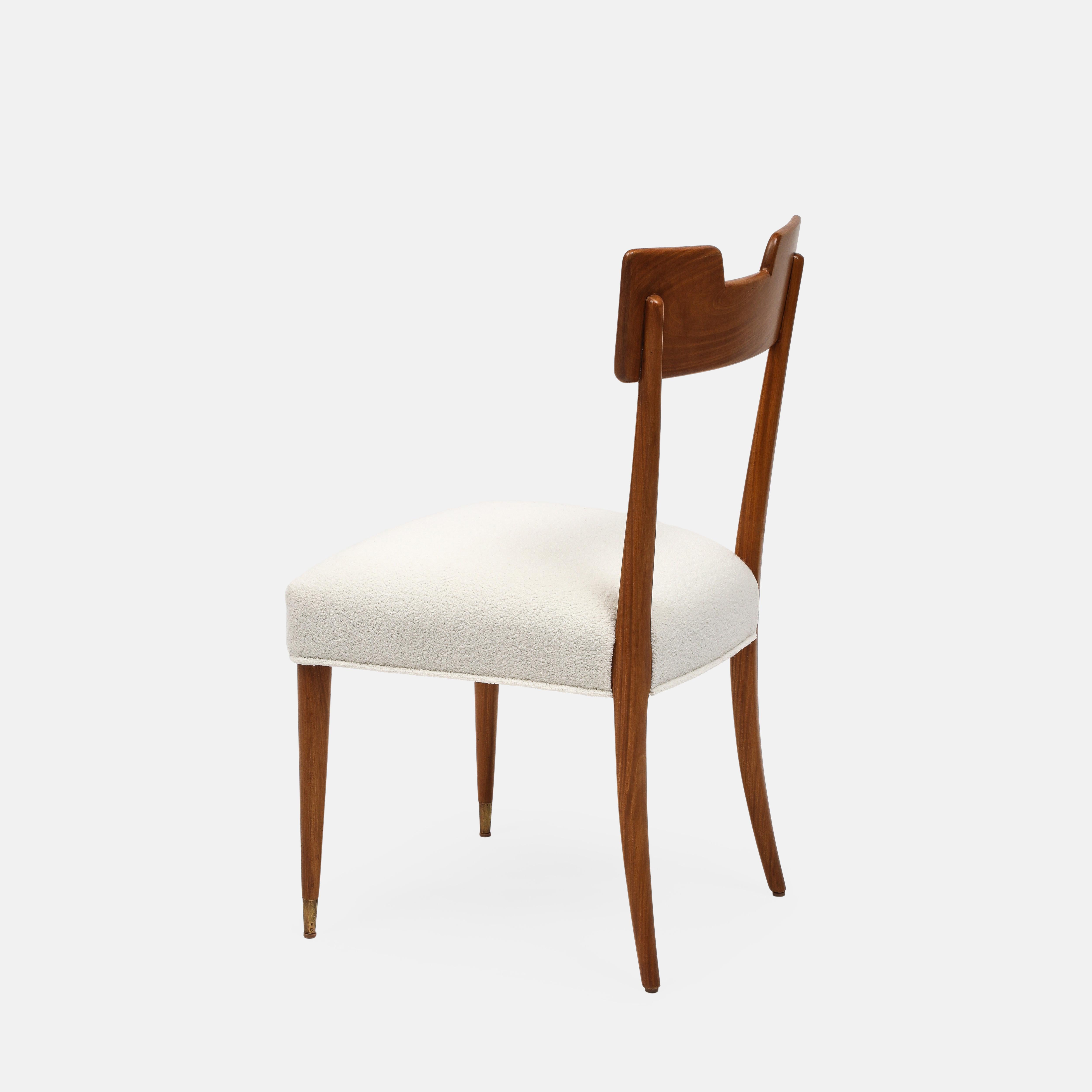 Silvio Cavatorta Birch Desk and Matching Chair in Ivory Bouclé, Italy, 1940s For Sale 10