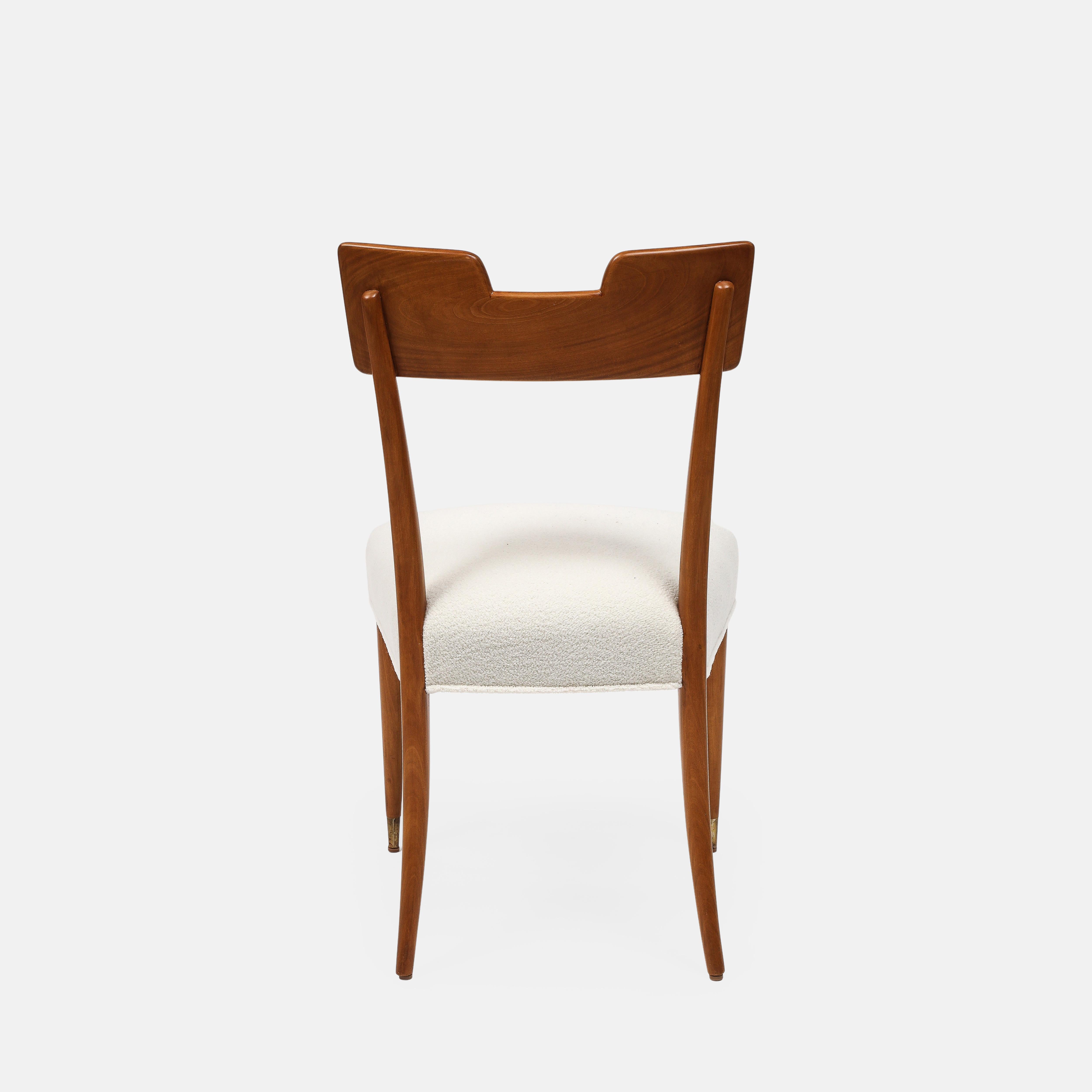 Silvio Cavatorta Birch Desk and Matching Chair in Ivory Bouclé, Italy, 1940s For Sale 11
