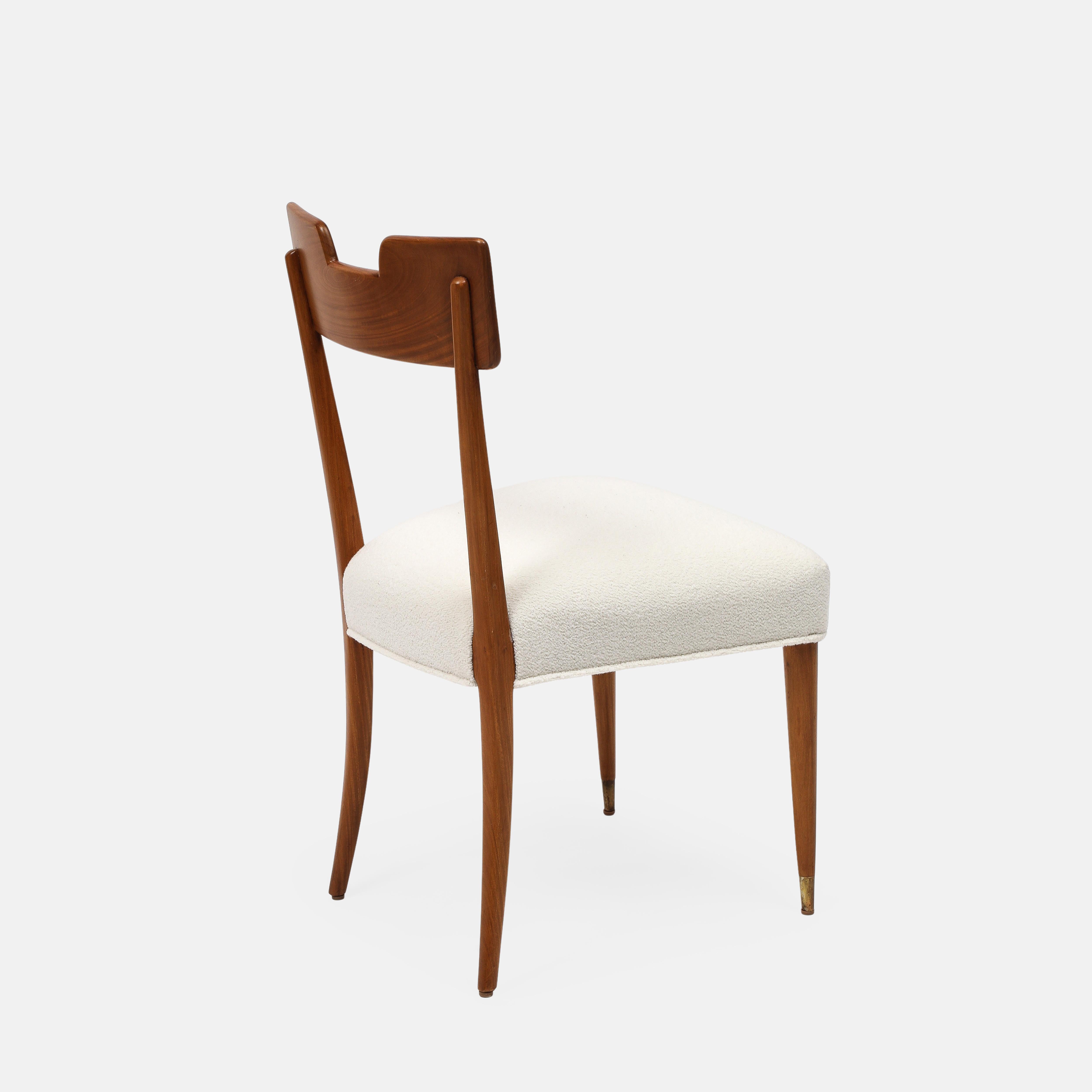 Silvio Cavatorta Birch Desk and Matching Chair in Ivory Bouclé, Italy, 1940s For Sale 12