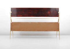 Silvio Cavatorta Cabinet in Wood, Mirror and Brass, Italy, 1970