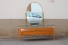 Silvio Cavatorta Chest of Drawers in Maple with Mirror and Brass Mid-Century