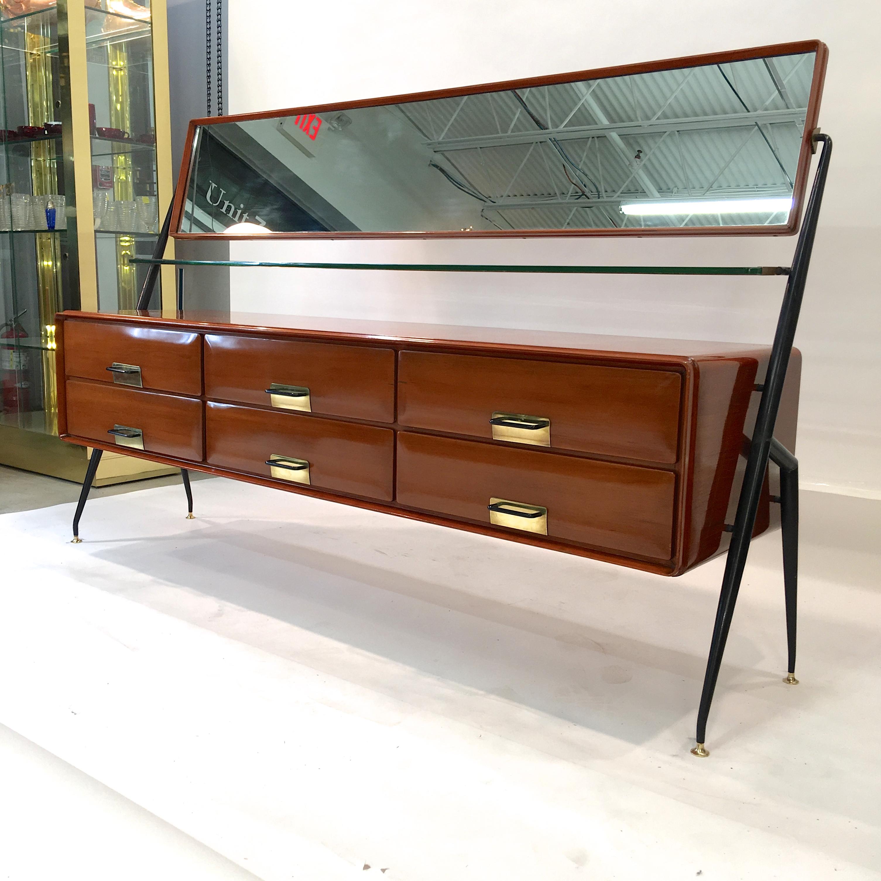 Mid-Century Modern Silvio Cavatorta Mahogany Cabinet Mounted with Tilting Mirror For Sale