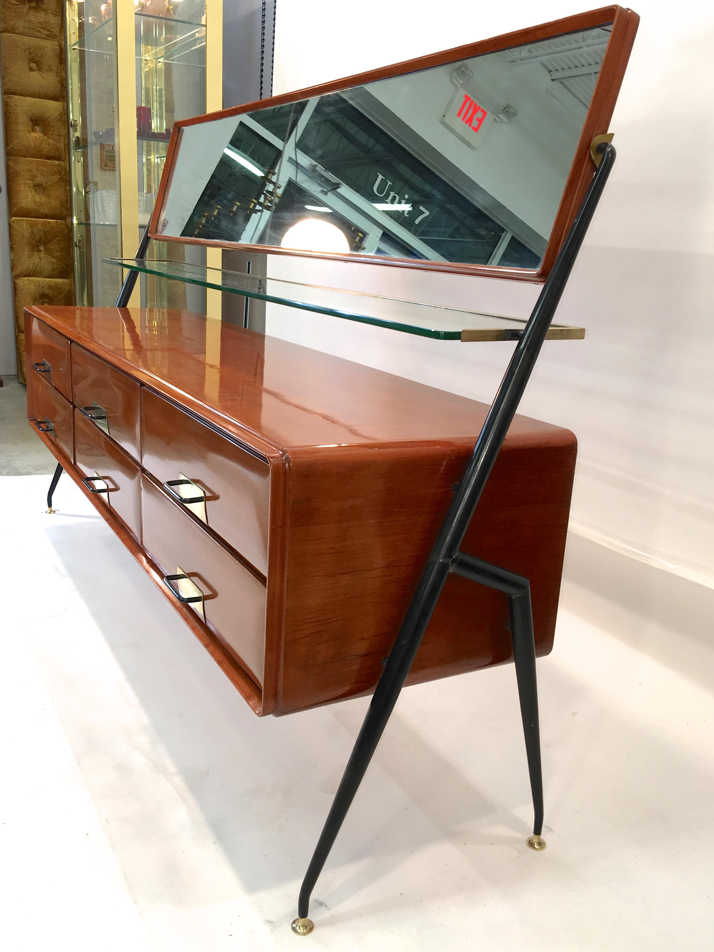Silvio Cavatorta Mahogany Cabinet Mounted with Tilting Mirror In Good Condition For Sale In Hanover, MA
