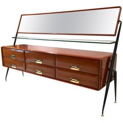 Retro Silvio Cavatorta Mahogany Cabinet Mounted with Tilting Mirror