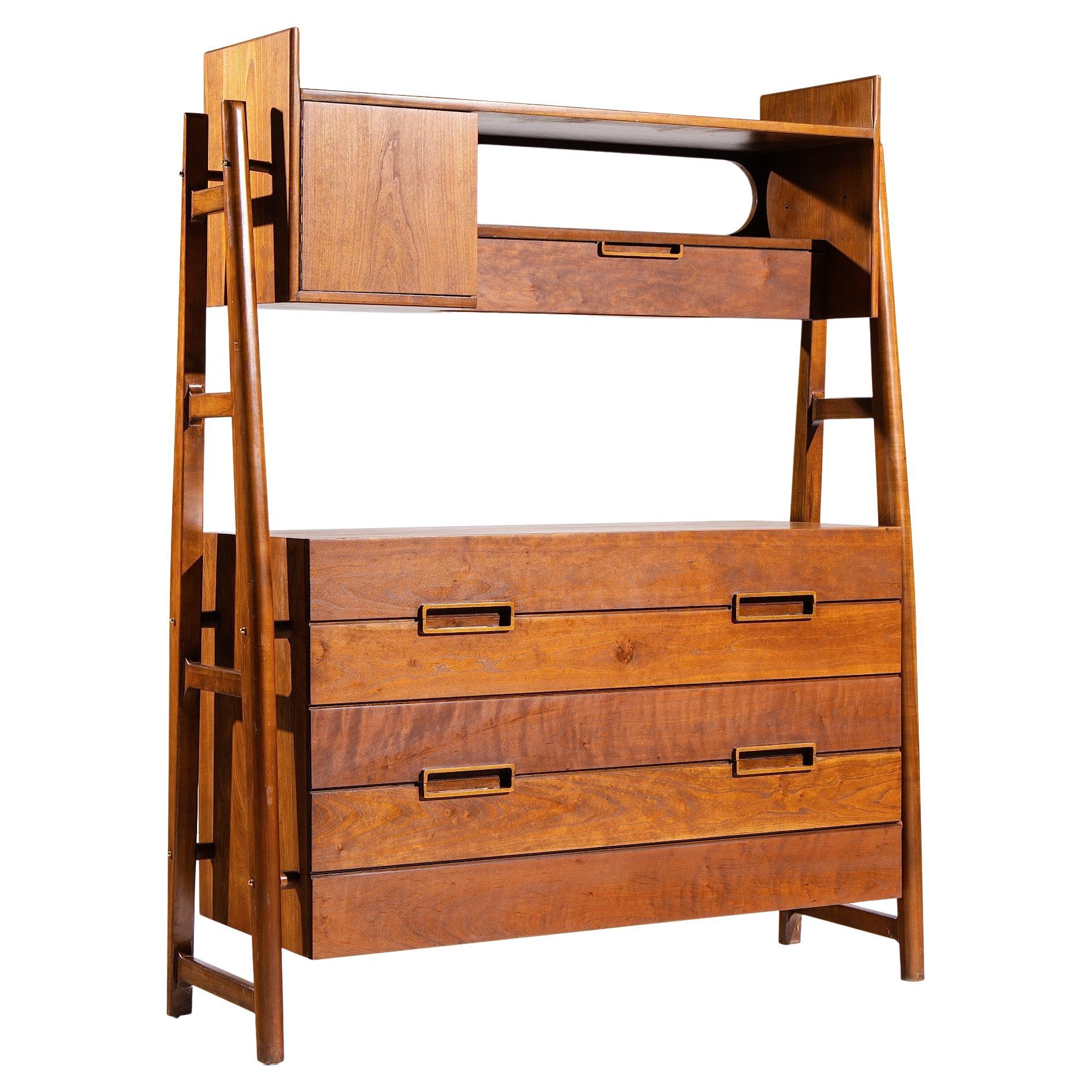 Silvio Cavatorta Mid Century Italian Mahogany Cabinet Bookcase For Sale