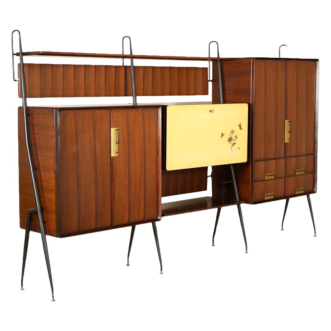 Silvio Cavatorta Mid-Century Modern Teak Sideboard Bookcase, circa 1960