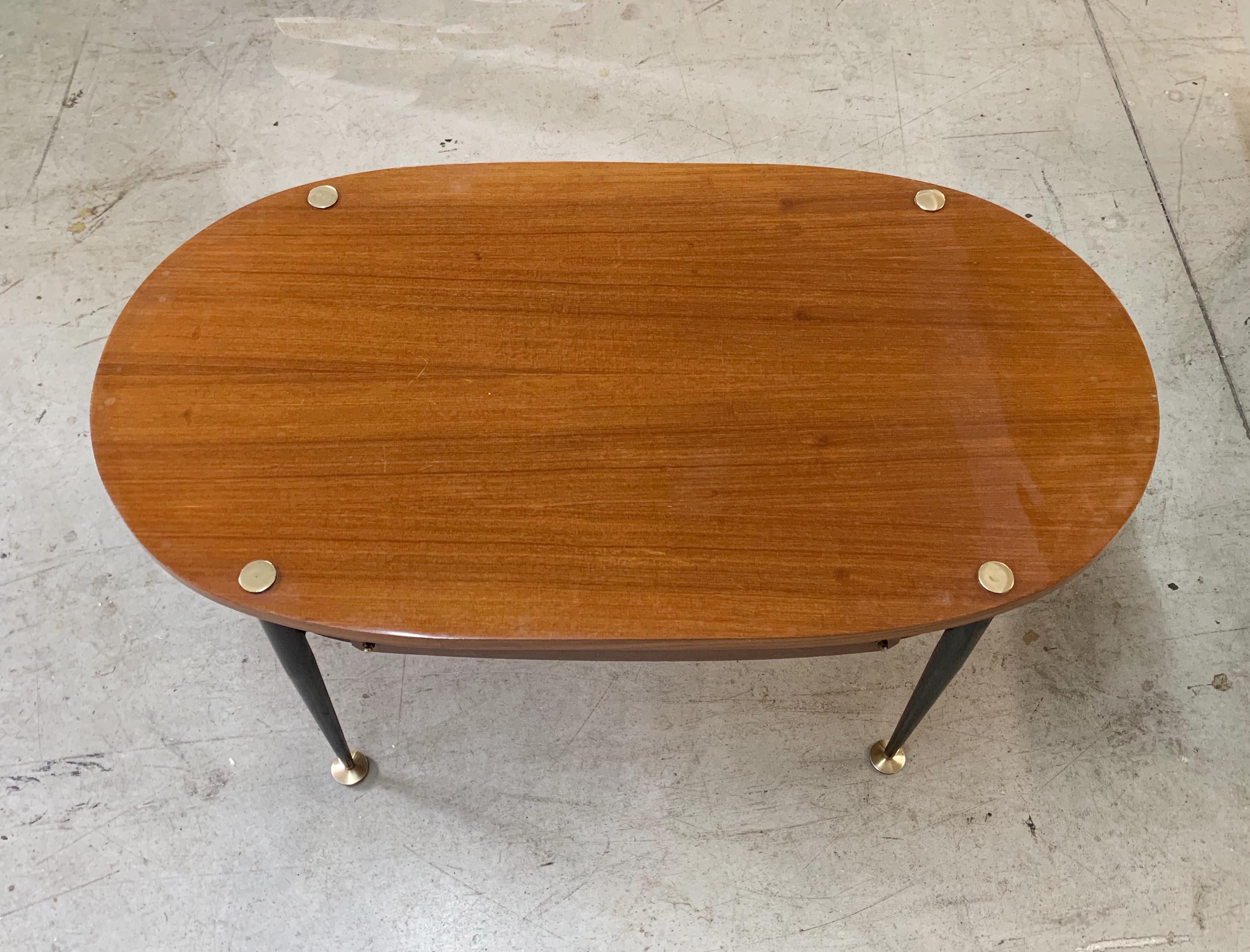 Silvio Cavatorta Midcentury Iron and Teak Wood Oval Italian Coffee Table, 1950s For Sale 5