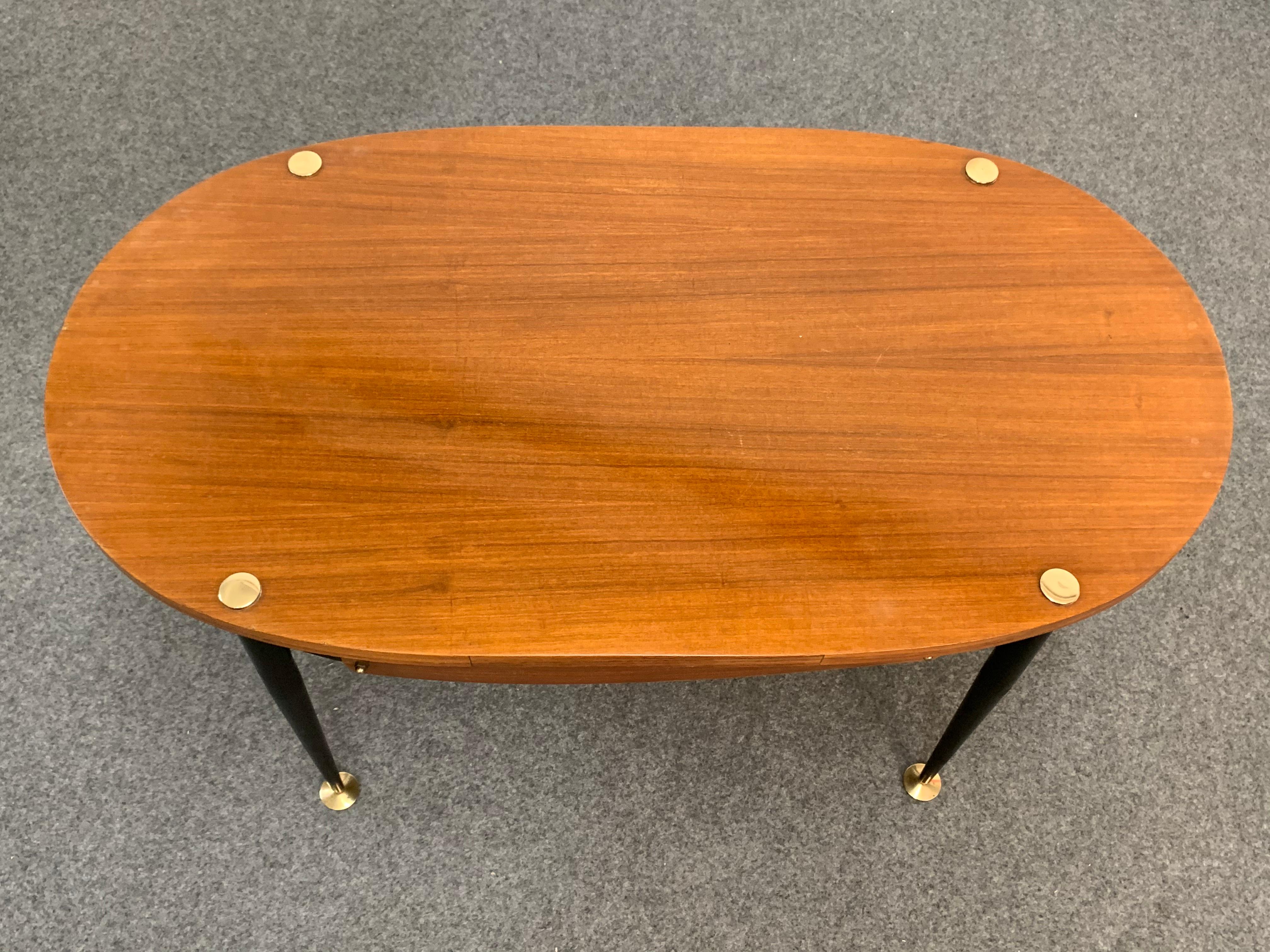 Silvio Cavatorta Midcentury Iron and Teak Wood Oval Italian Coffee Table, 1950s 14