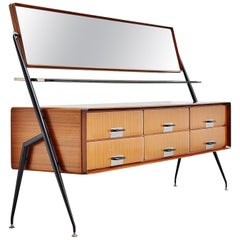 Retro Silvio Cavatorta Mirror Drawer Cabinet, Italy, 1958