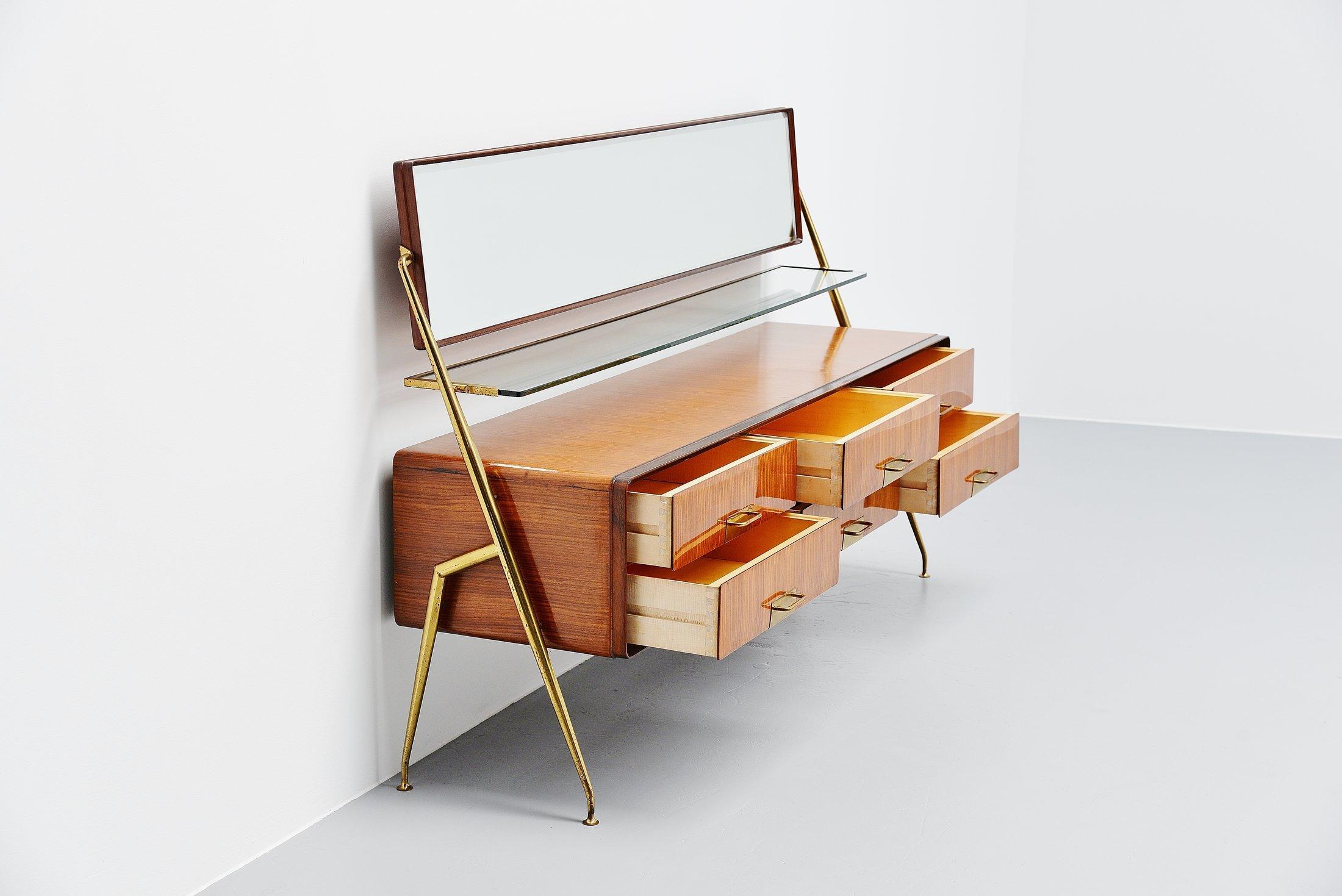 Silvio Cavatorta Mirror Sideboard, Italy, 1958 In Good Condition In Roosendaal, Noord Brabant