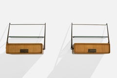 Silvio Cavatorta, Nightstands, Wood, Brass, Glass, Italy, 1950s